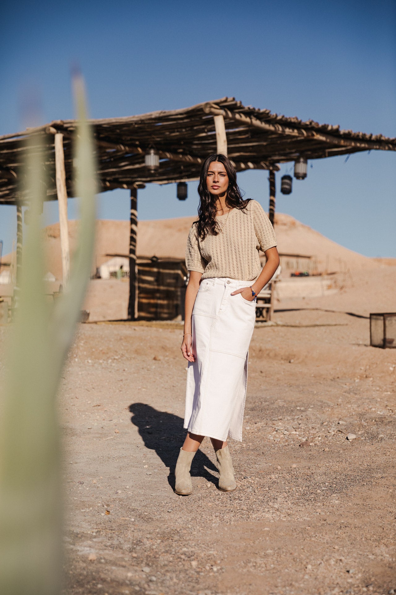Jupe longue Femme Carla Andalousia off white | Freeman T. Porter