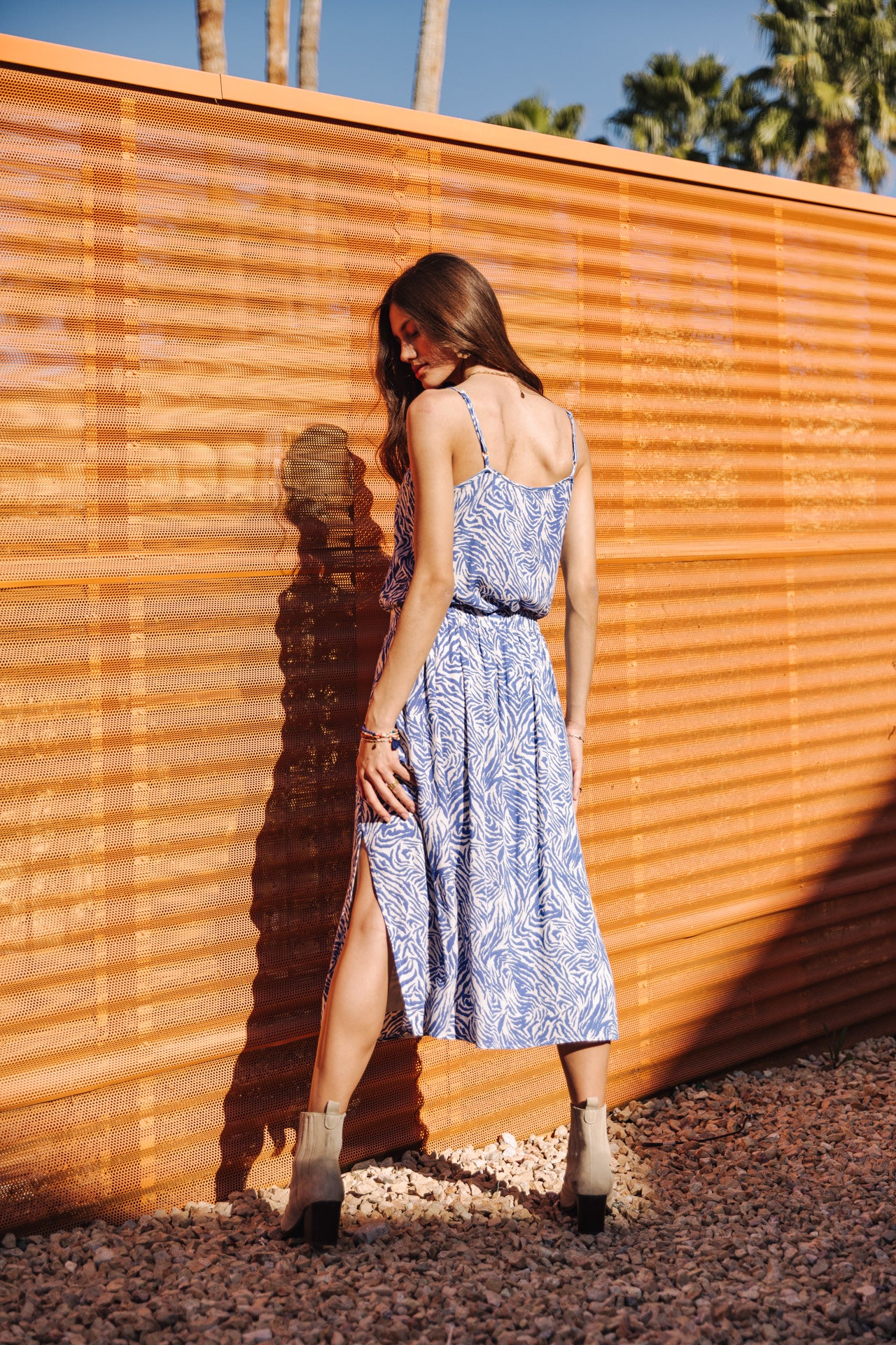 Jupe mi-longue Femme Jaiss Zebrure dazzling blue | Freeman T. Porter