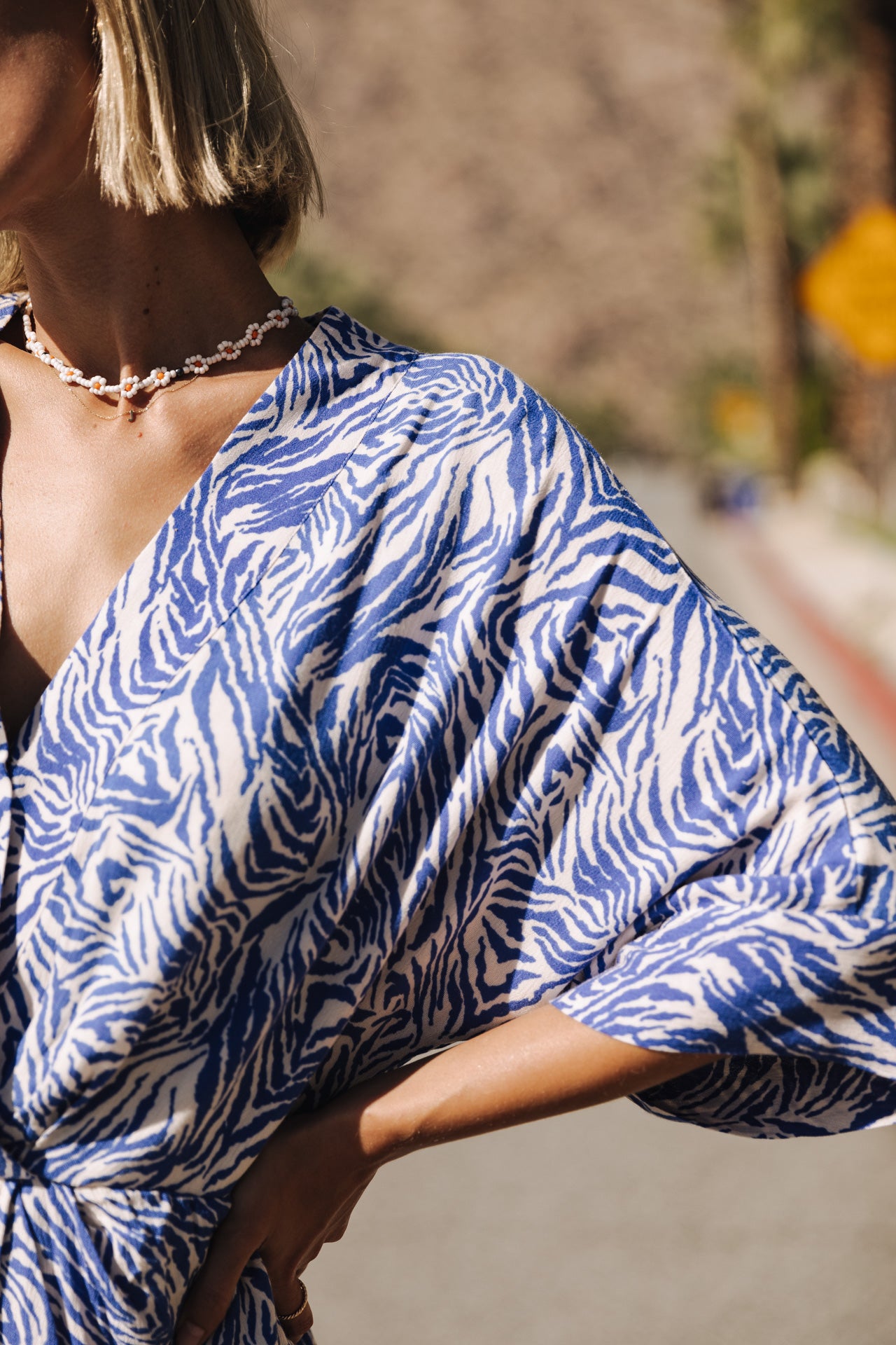Robe courte kimono Femme Roza Zebrure dazzling blue | Freeman T. Porter