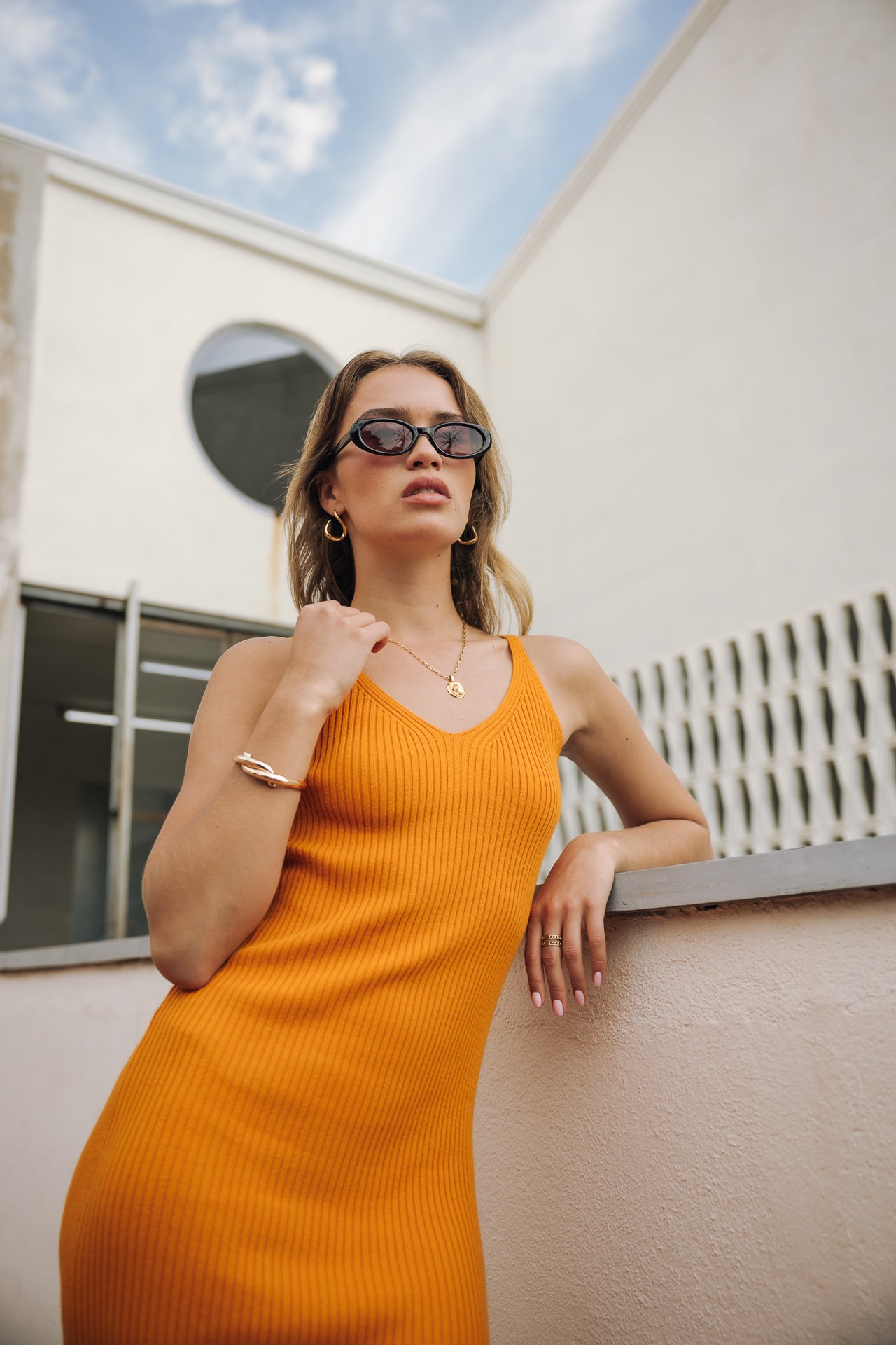 Robe maille Femme Ribea Rib flame orange | Freeman T. Porter