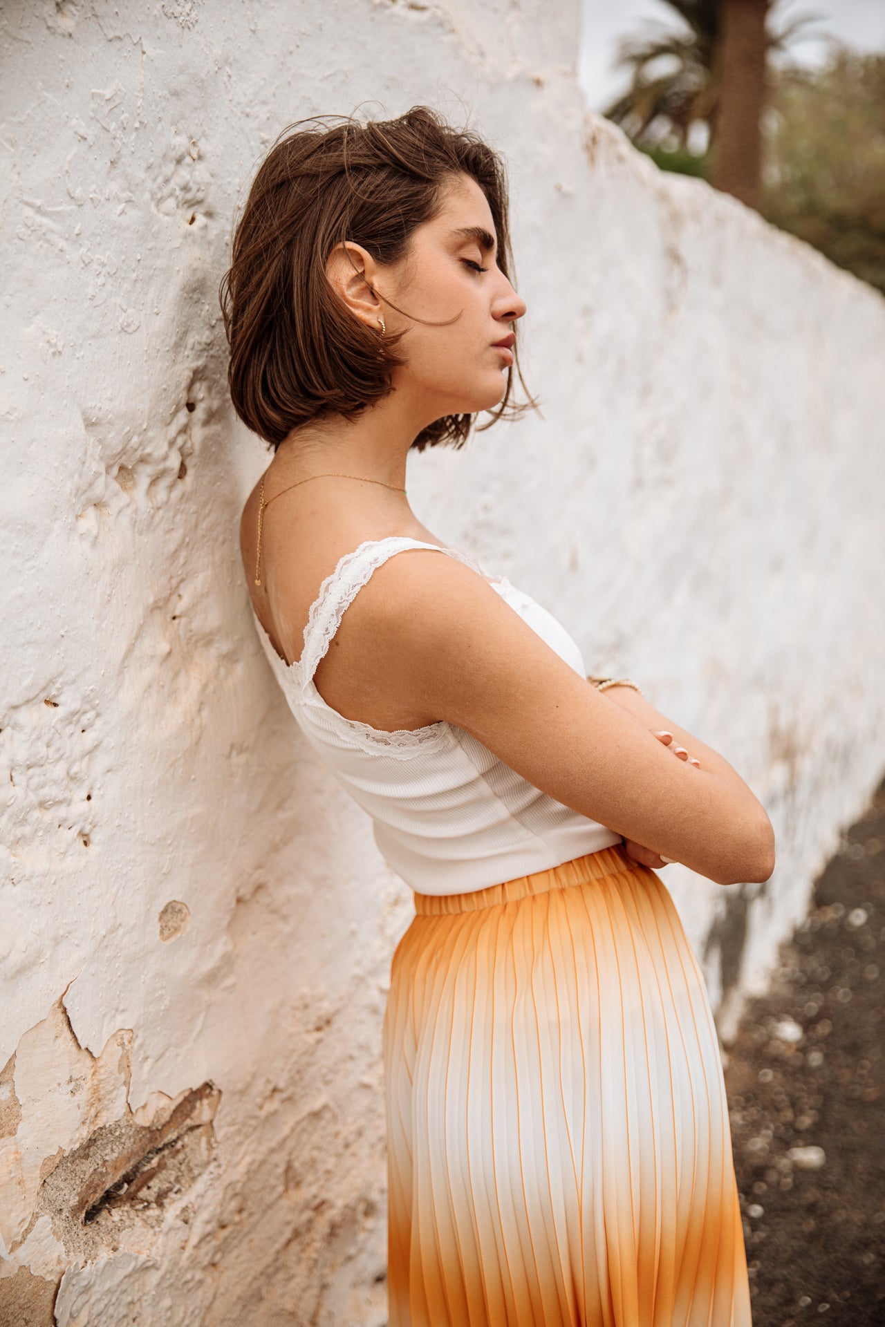 Jupe plissée Femme Jeelyne Tie & Dye cadmium yellow | Freeman T. Porter