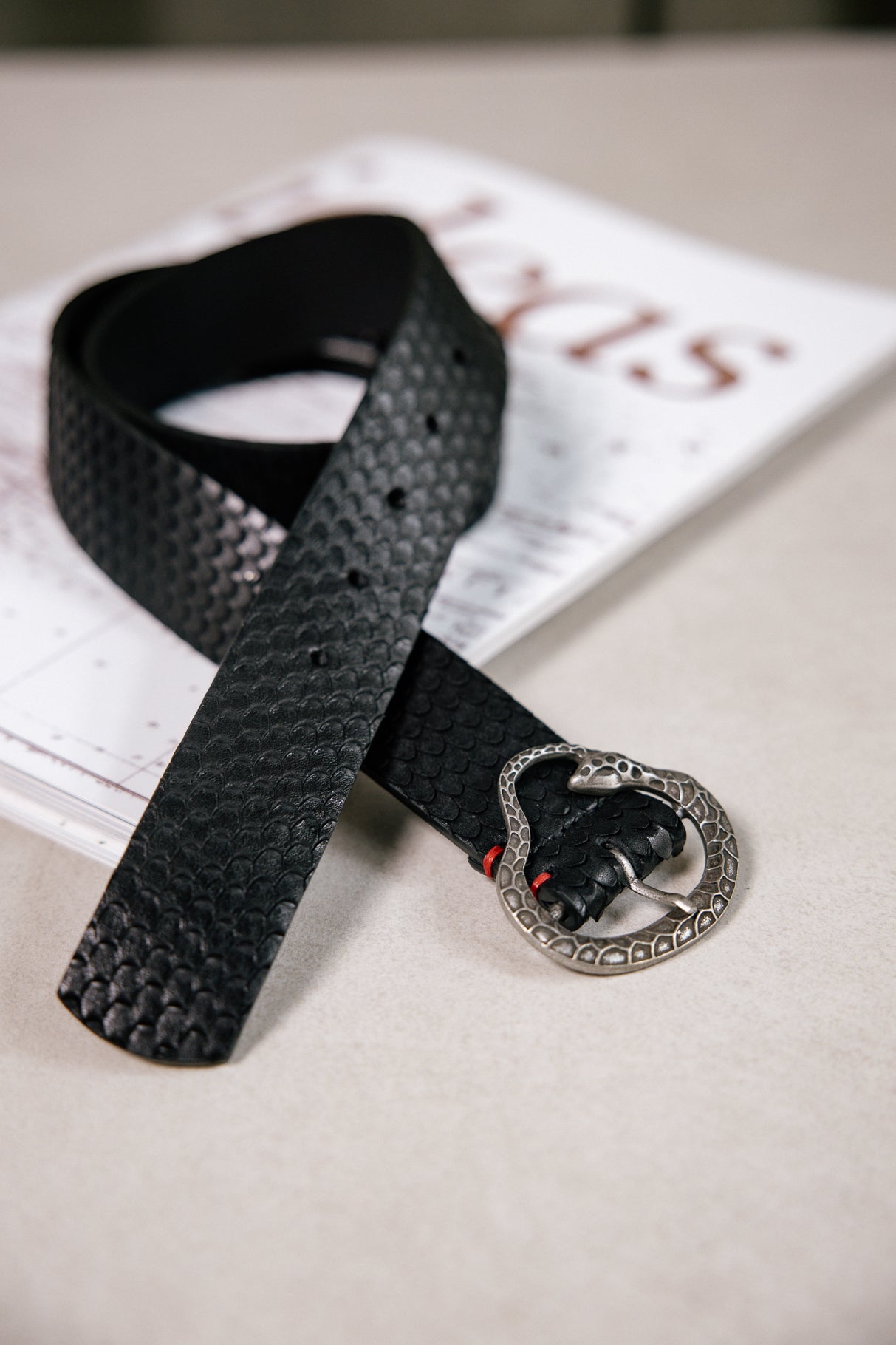 Leather belt Woman Vedra Snake black | Freeman T. Porter