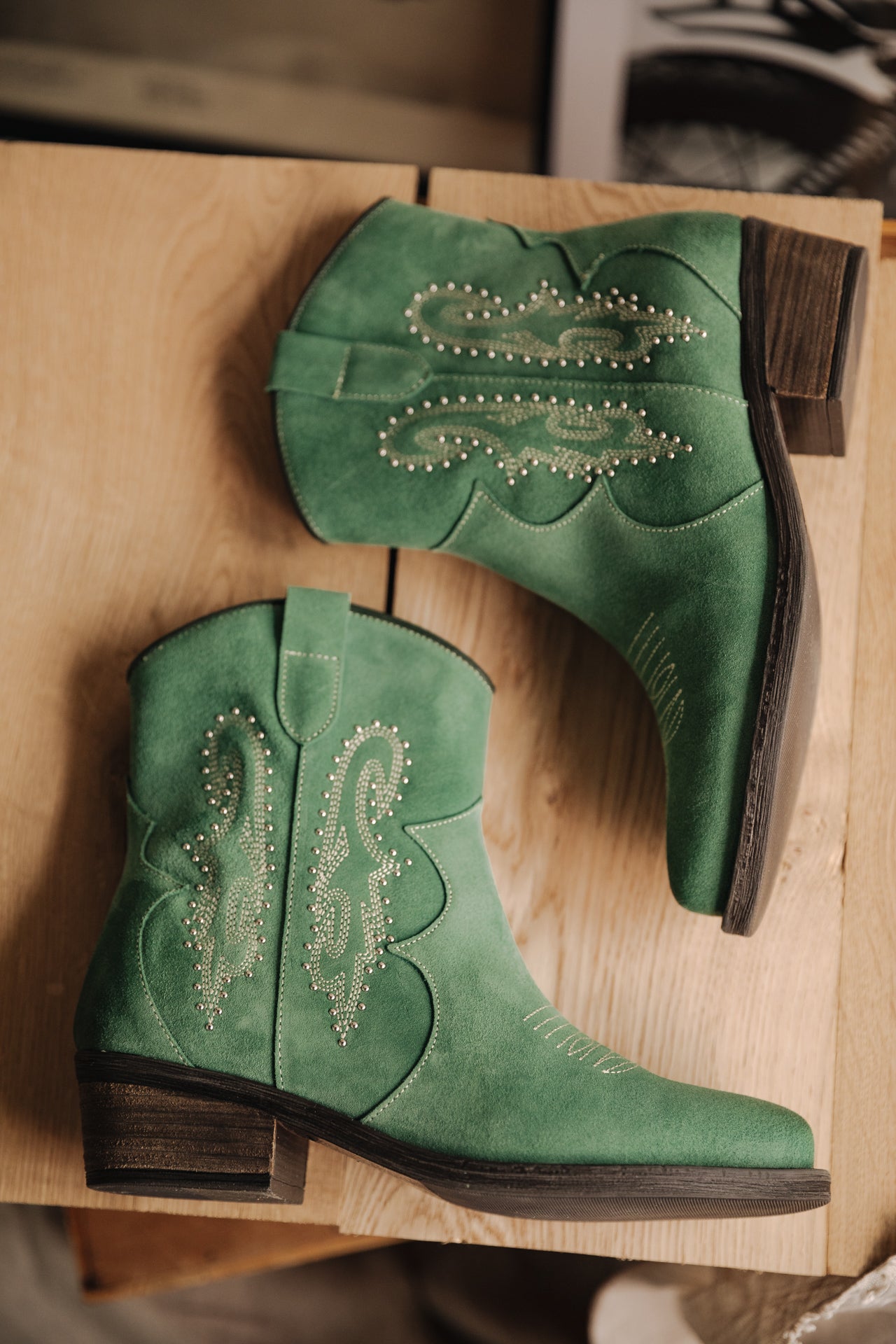 Boots Woman Laurene Suede sage green | Freeman T. Porter