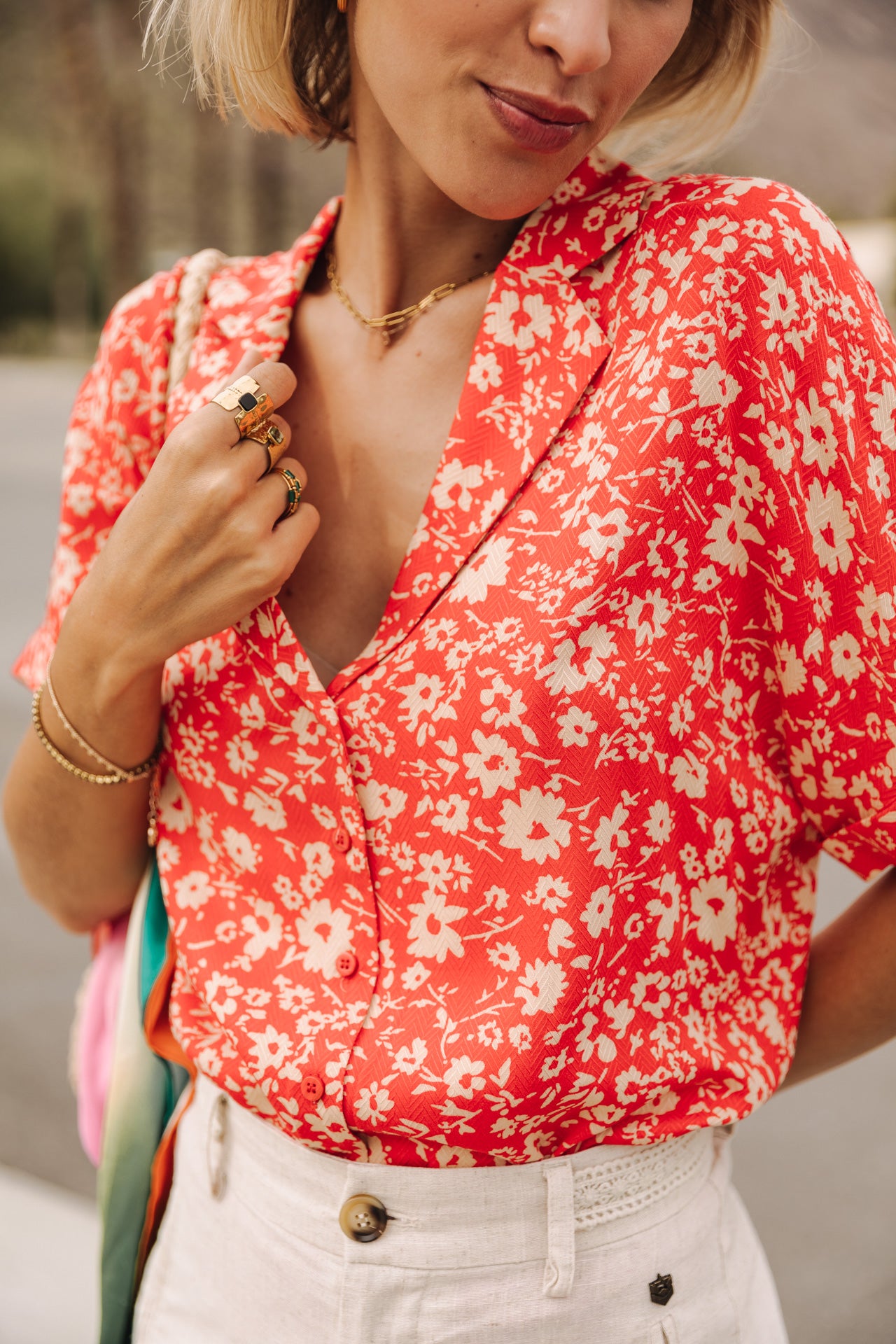 Chemise fleurie Femme Wina Daisy fiesta red | Freeman T. Porter