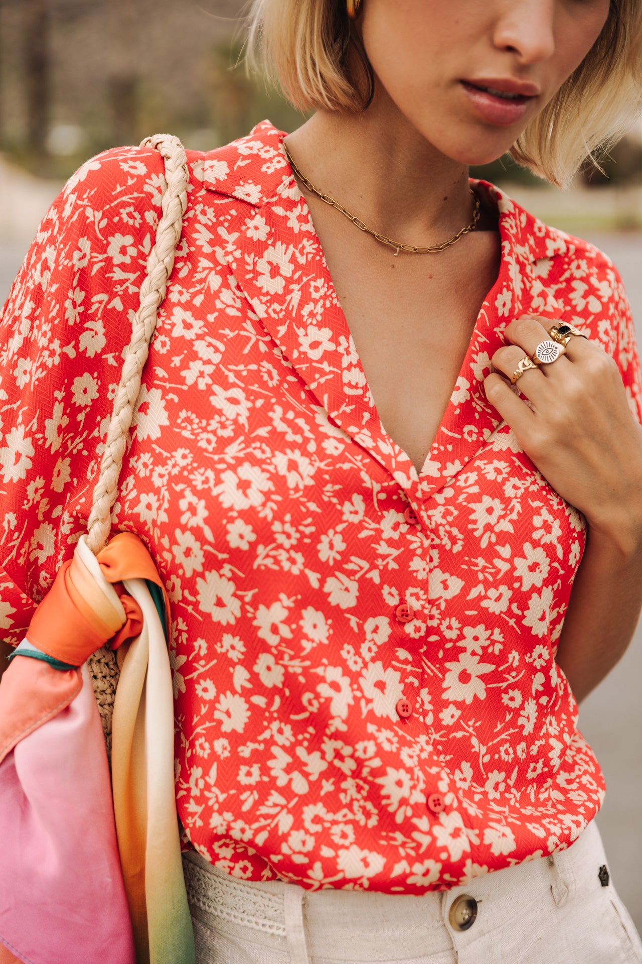 Chemise fleurie Femme Wina Daisy fiesta red | Freeman T. Porter