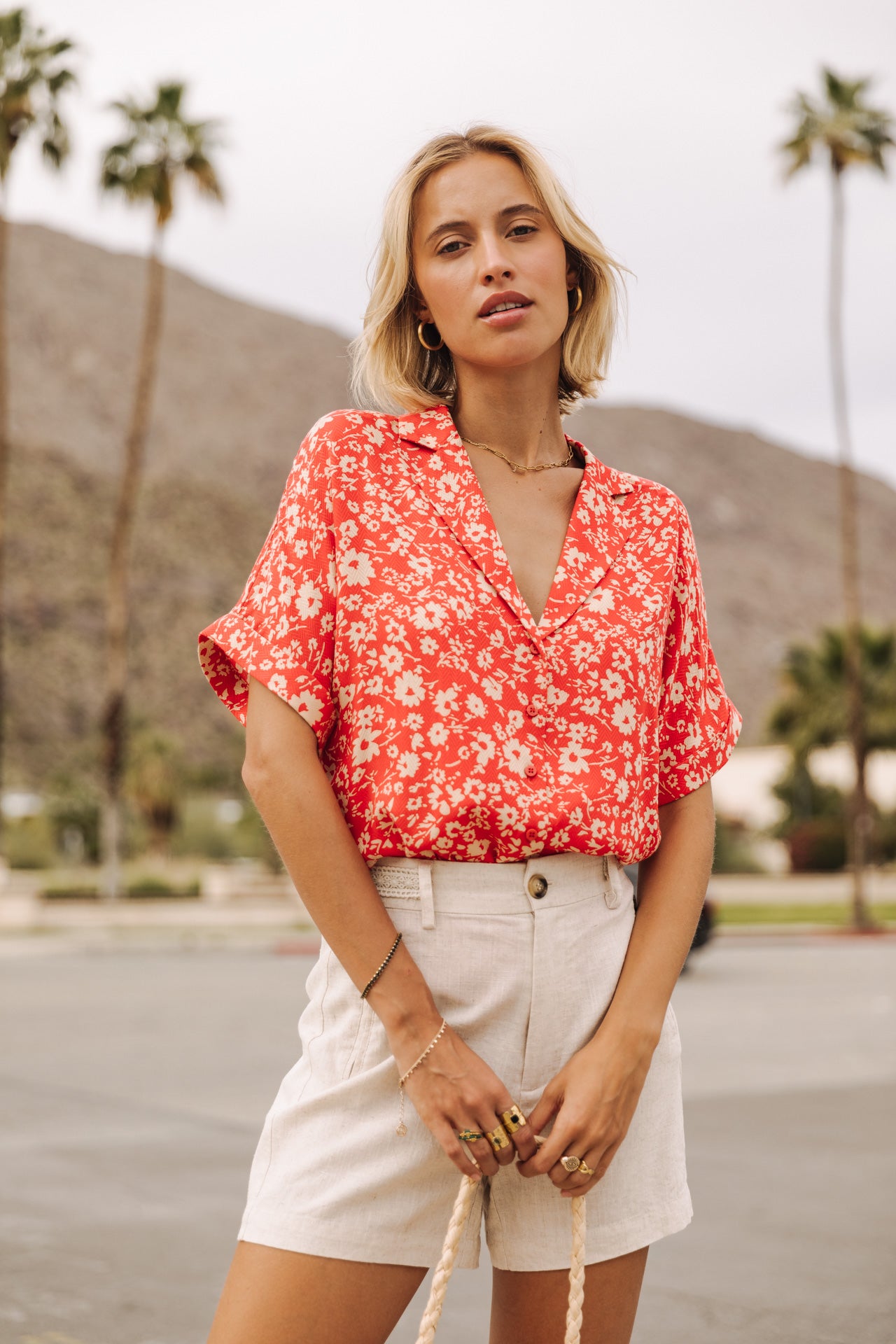 Chemise fleurie Femme Wina Daisy fiesta red | Freeman T. Porter