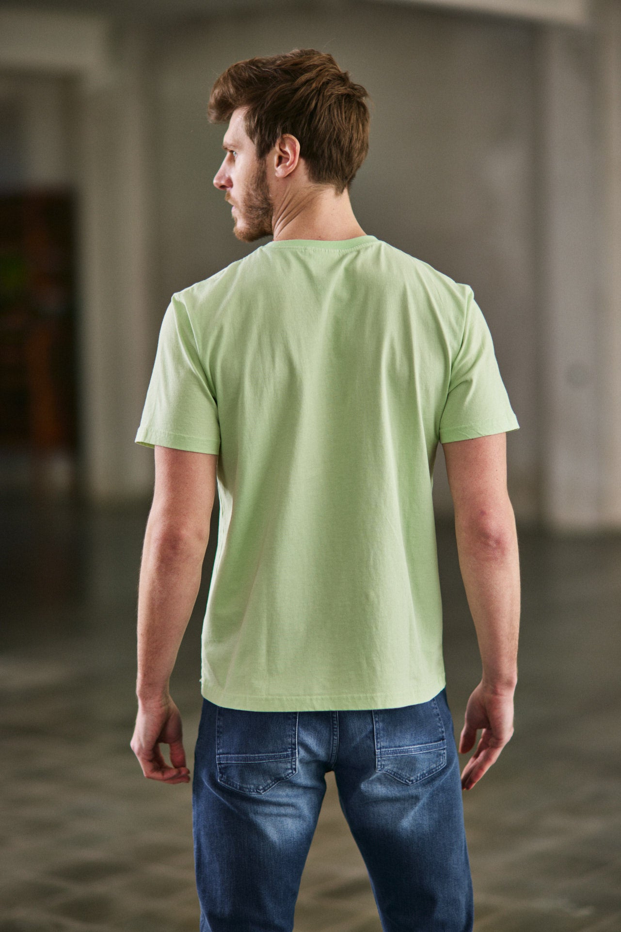T-Shirt col V Hombres Ivander Chill subtle green | Freeman T. Porter