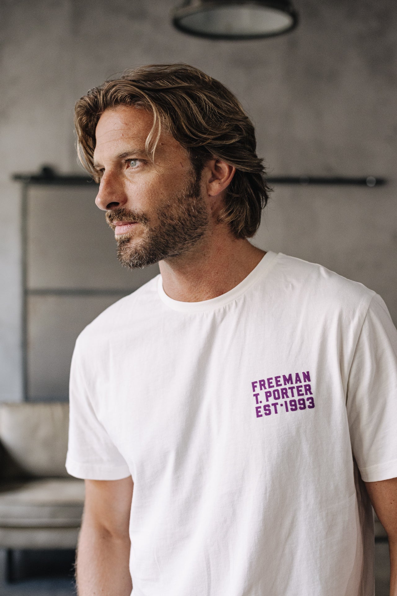 T-Shirt col V Men Ivander Chill egret | Freeman T. Porter