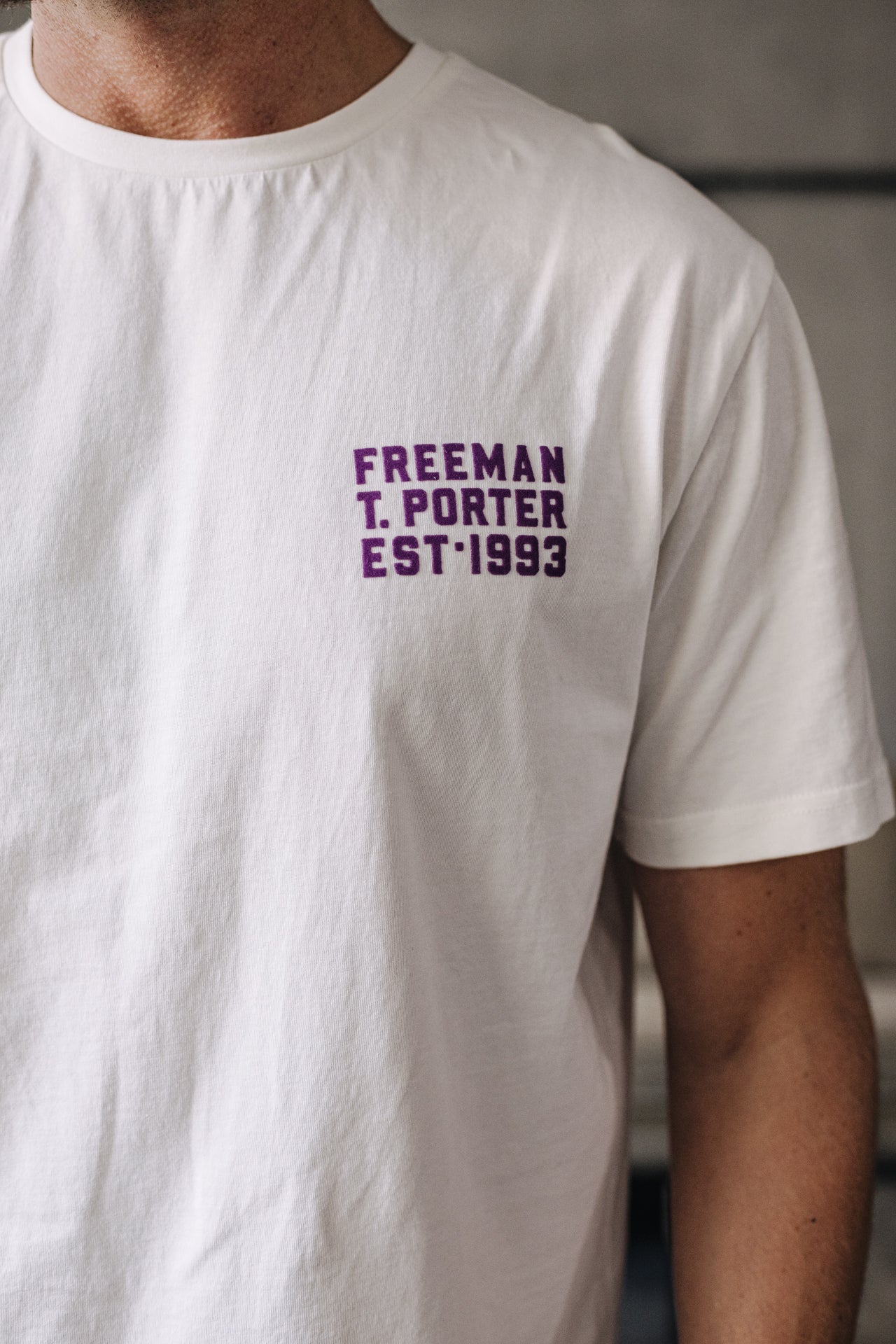 T-Shirt col V Men Ivander Chill egret | Freeman T. Porter