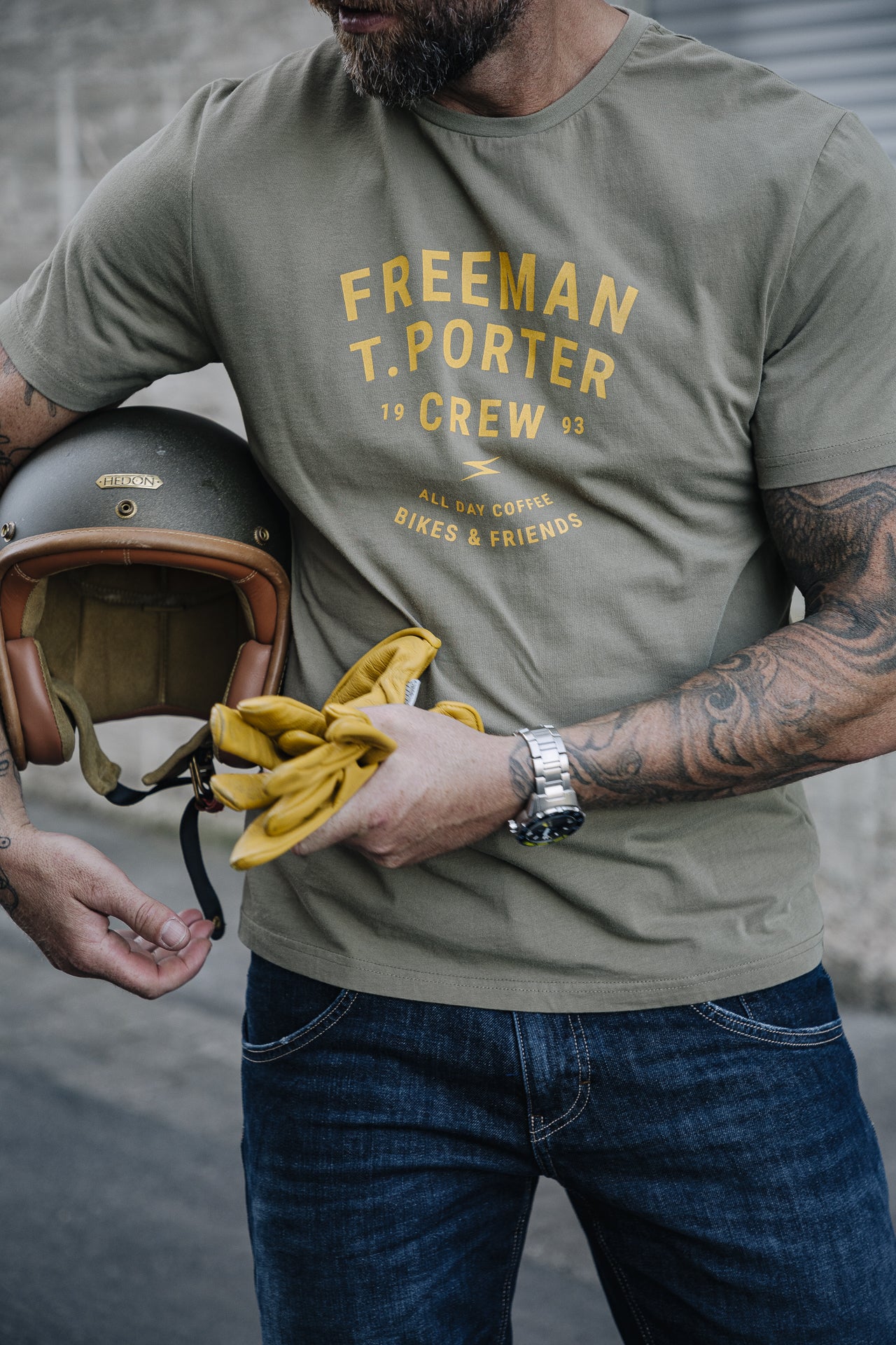 T-shirt Homme Ivander Crew deep lichen green | Freeman T. Porter