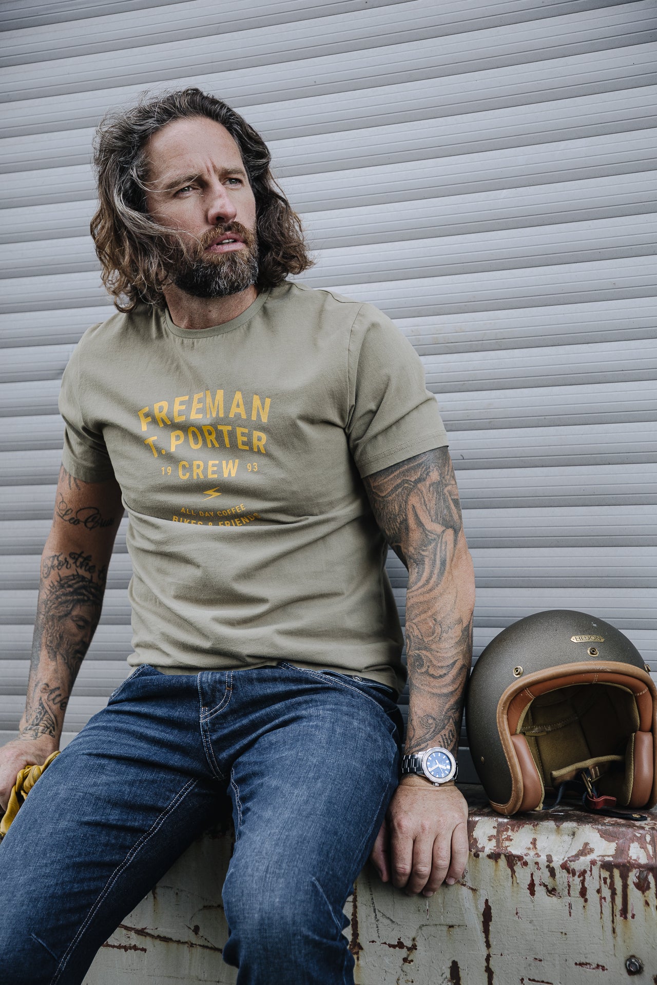 T-shirt Homme Ivander Crew deep lichen green | Freeman T. Porter