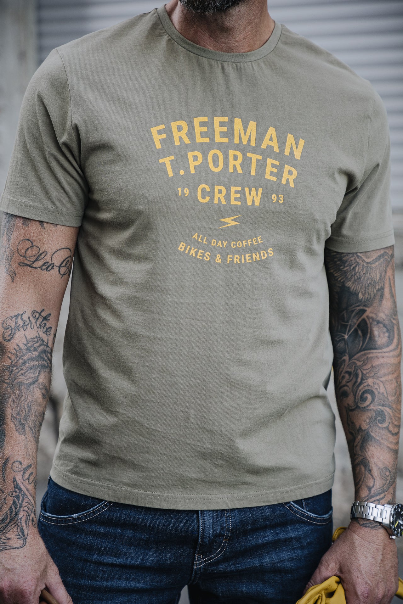T-shirt Homme Ivander Crew deep lichen green | Freeman T. Porter