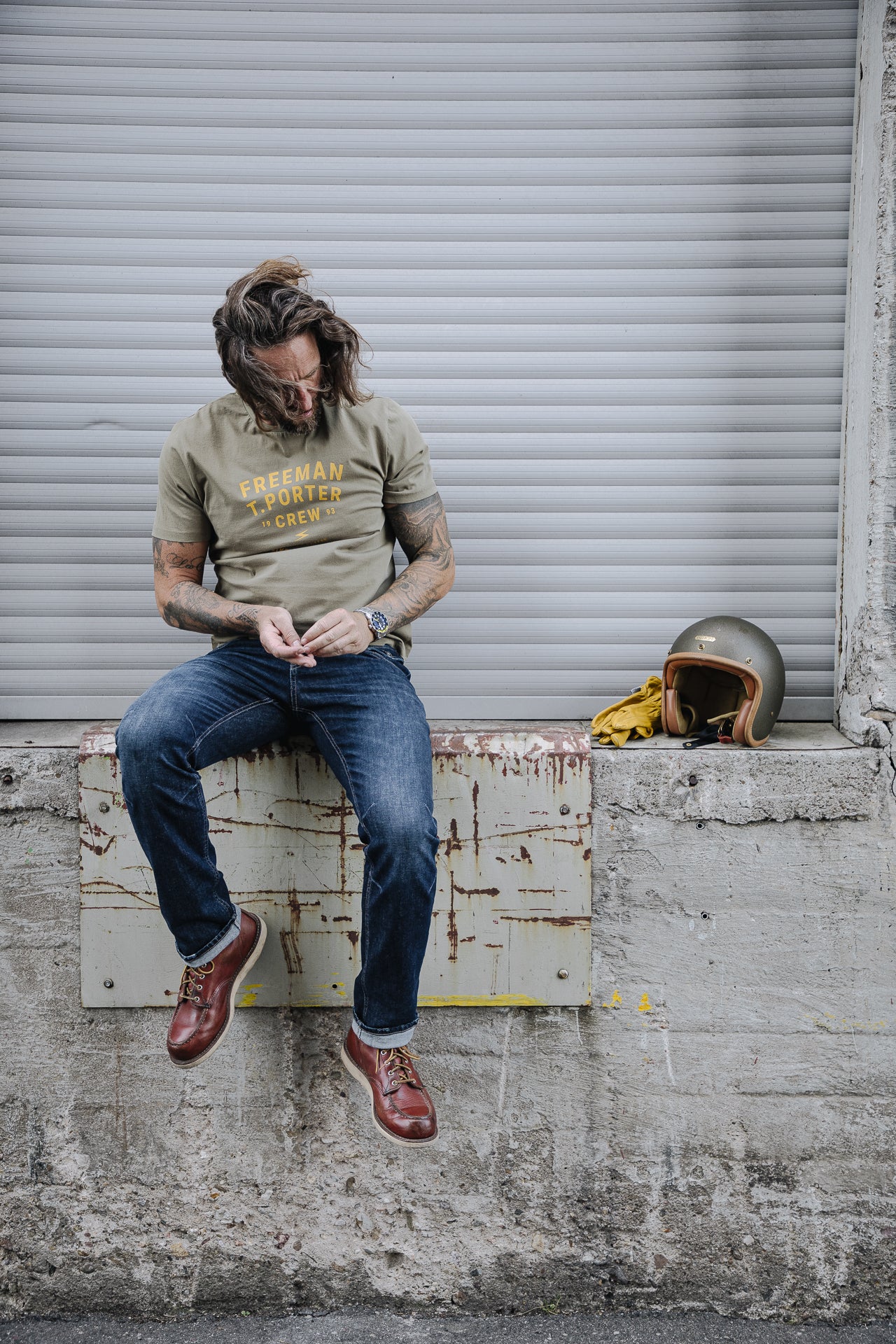 T-shirt Homme Ivander Crew deep lichen green | Freeman T. Porter