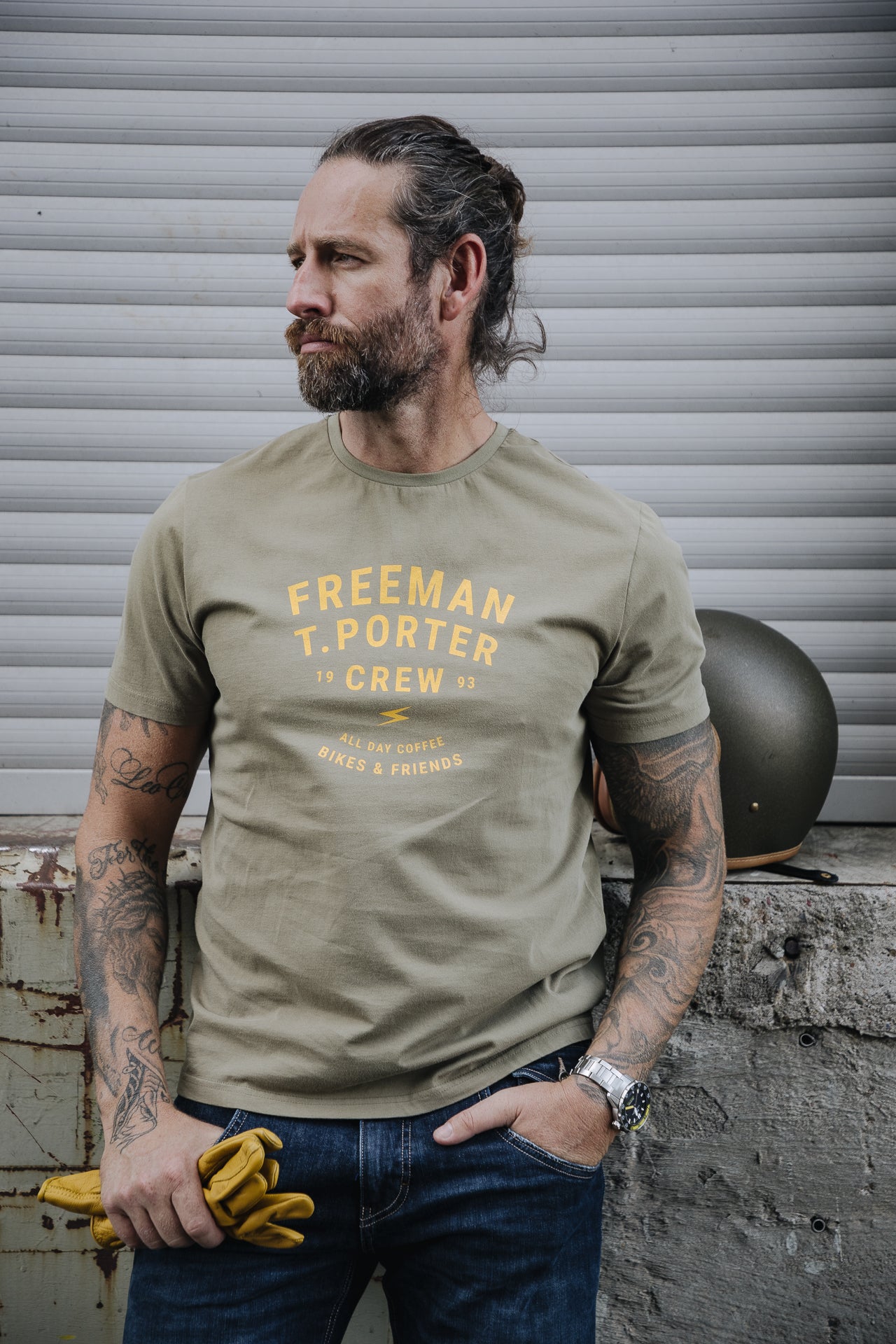 T-shirt Homme Ivander Crew deep lichen green | Freeman T. Porter