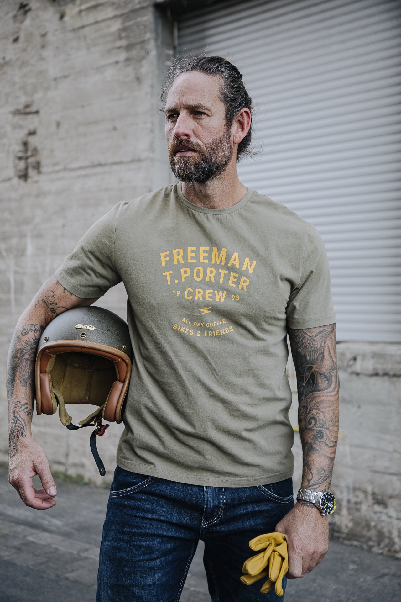 T-shirt Homme Ivander Crew deep lichen green | Freeman T. Porter