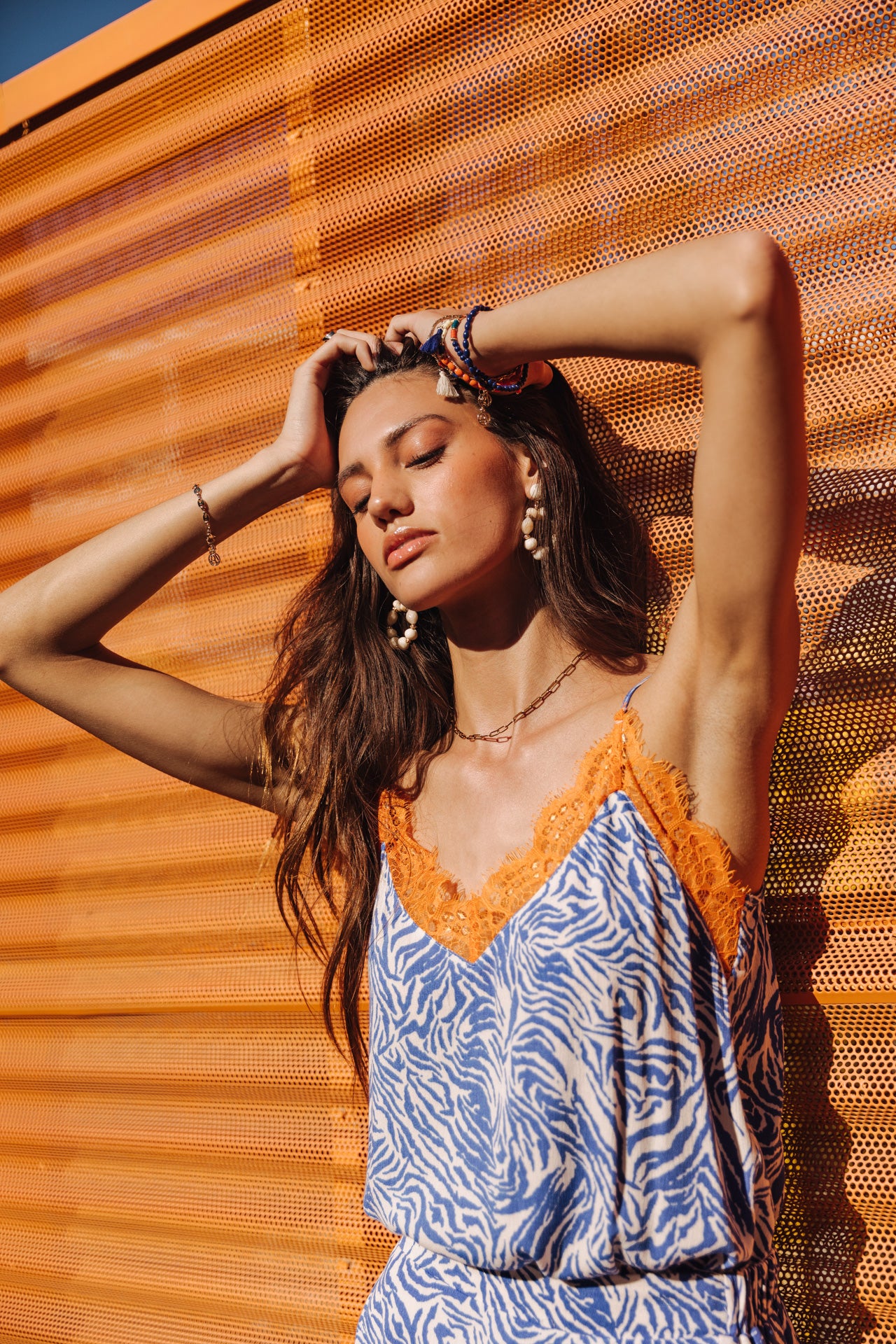 Top bretelles Mujer Selia Zebrure dazzling blue | Freeman T. Porter