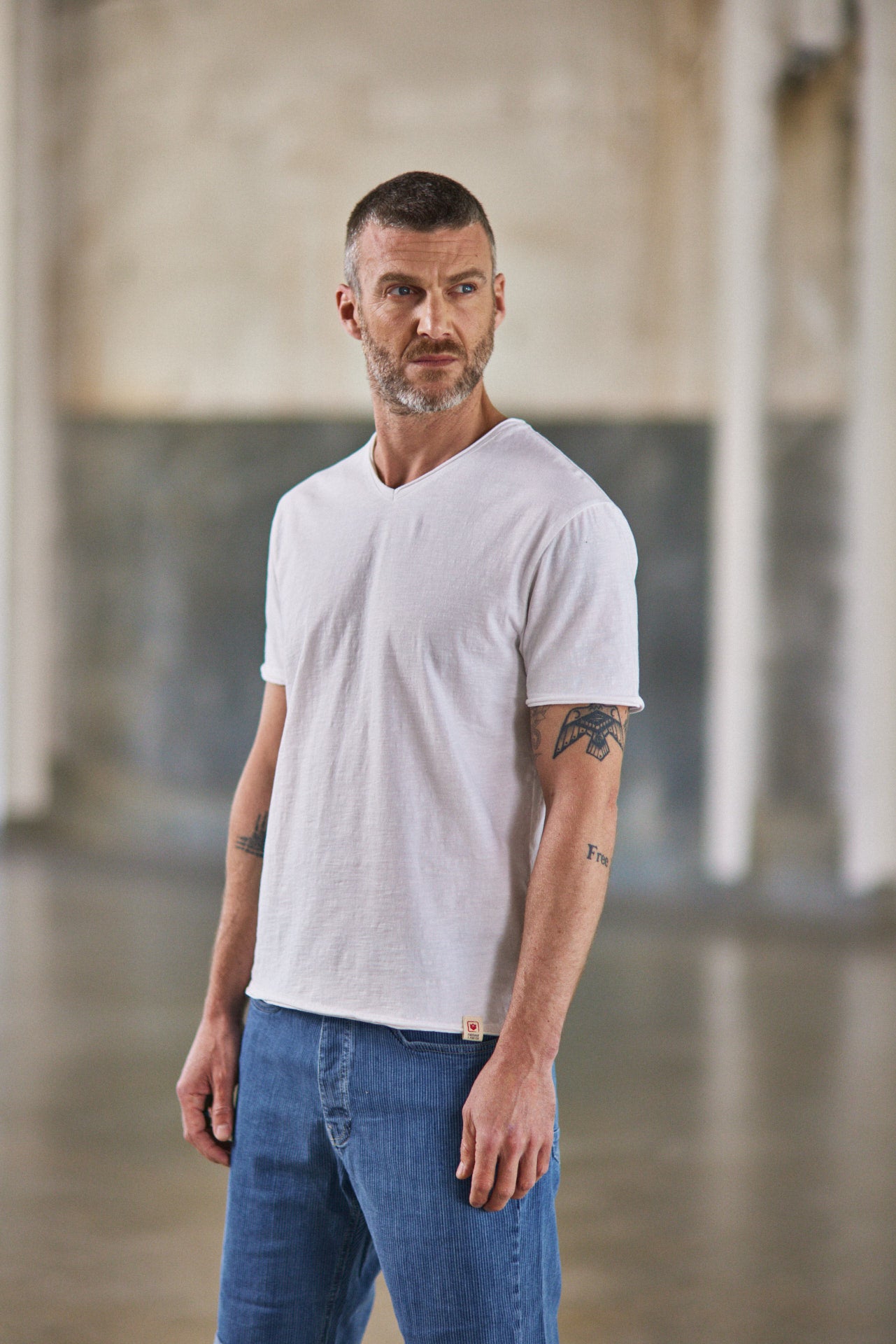 T-Shirt en jersey flammé Homme Leandro Kansas bright white | Freeman T. Porter