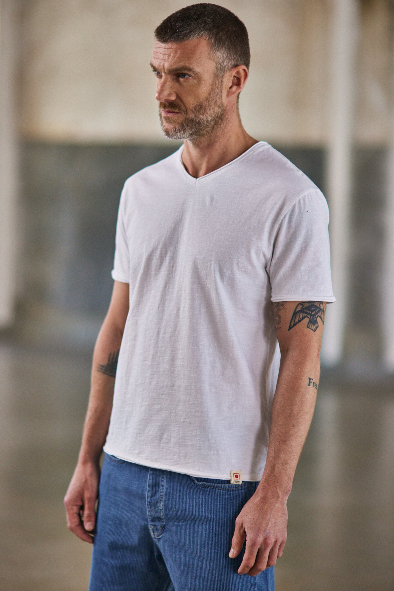 T-Shirt en jersey flammé Homme Leandro Kansas bright white | Freeman T. Porter