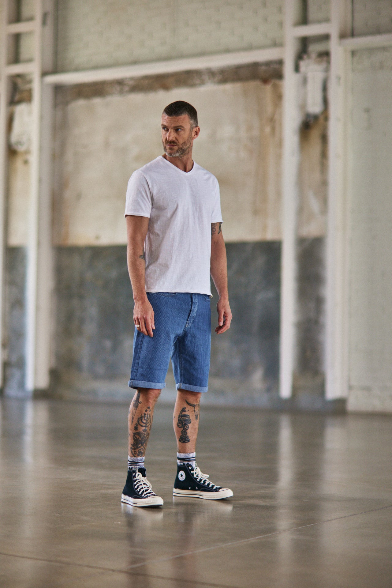 T-shirt en jersey flammé Hombres Leandro Kansas bright white | Freeman T. Porter