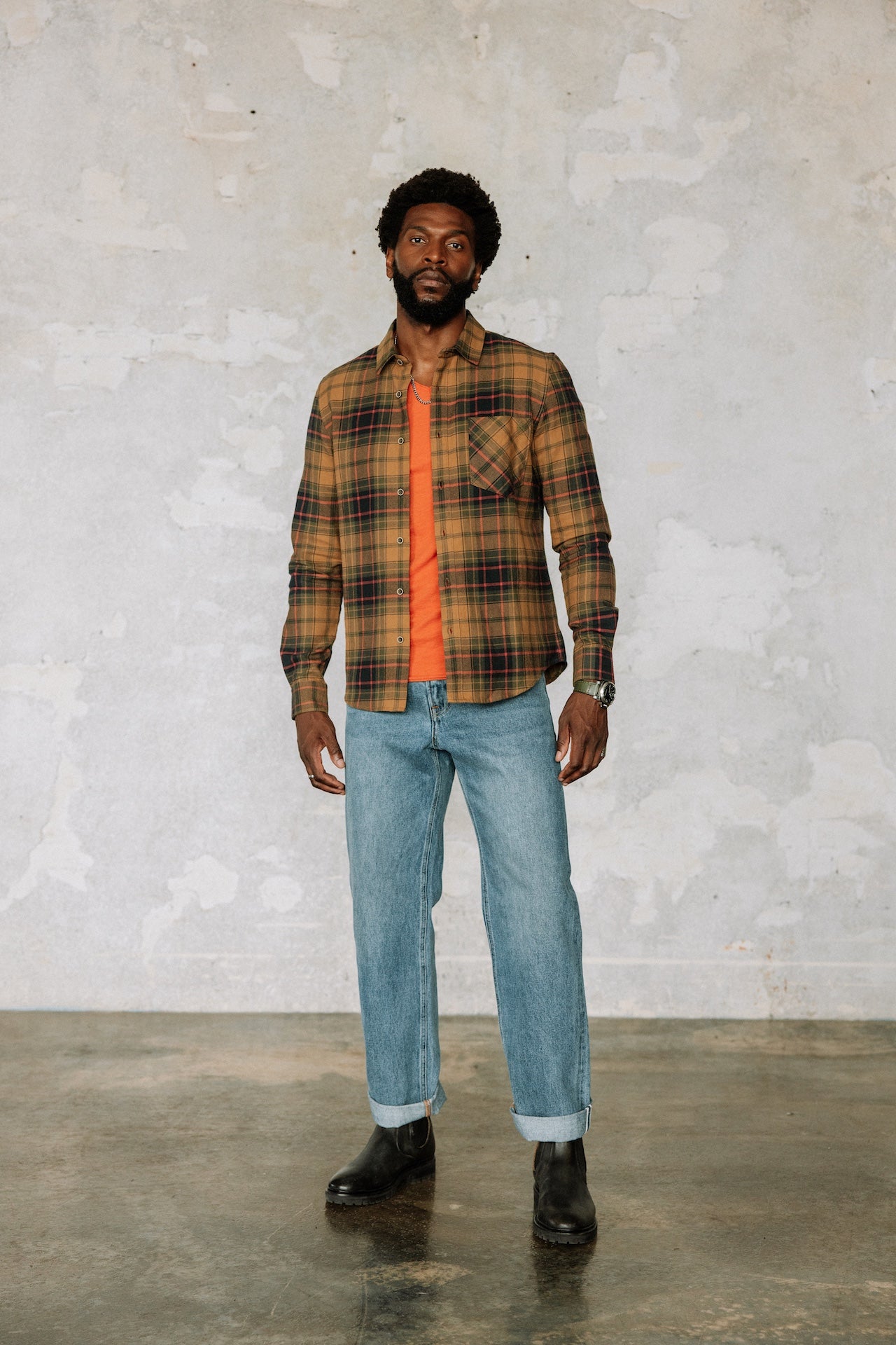 T-shirt en jersey flammé Hombres Leandro Kansas mecca orange | Freeman T. Porter