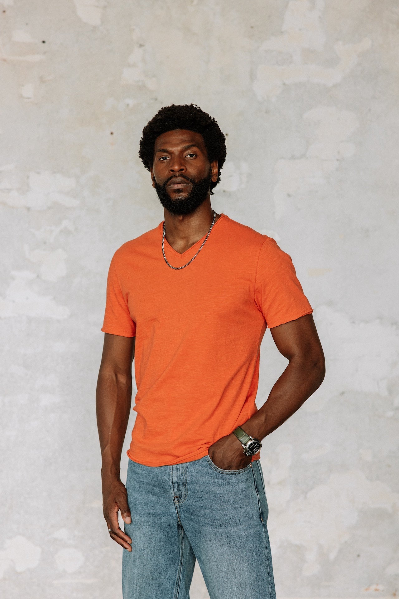 T-shirt en jersey flammé Hombres Leandro Kansas mecca orange | Freeman T. Porter