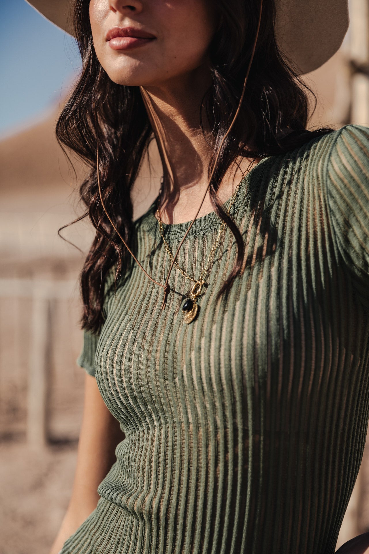 T-Shirt manches courtes Woman Toranne Rib elm green | Freeman T. Porter
