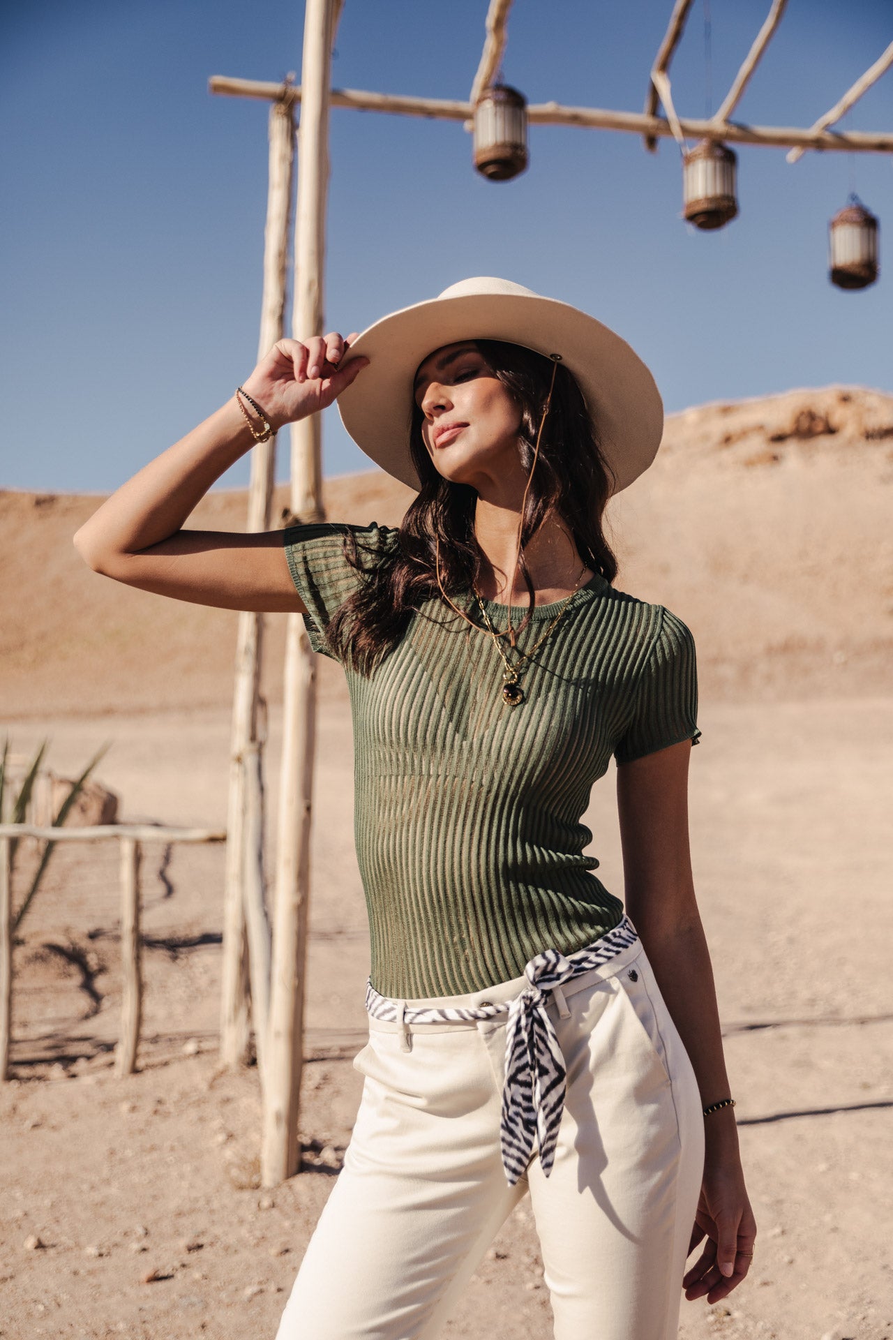 T-Shirt manches courtes Woman Toranne Rib elm green | Freeman T. Porter