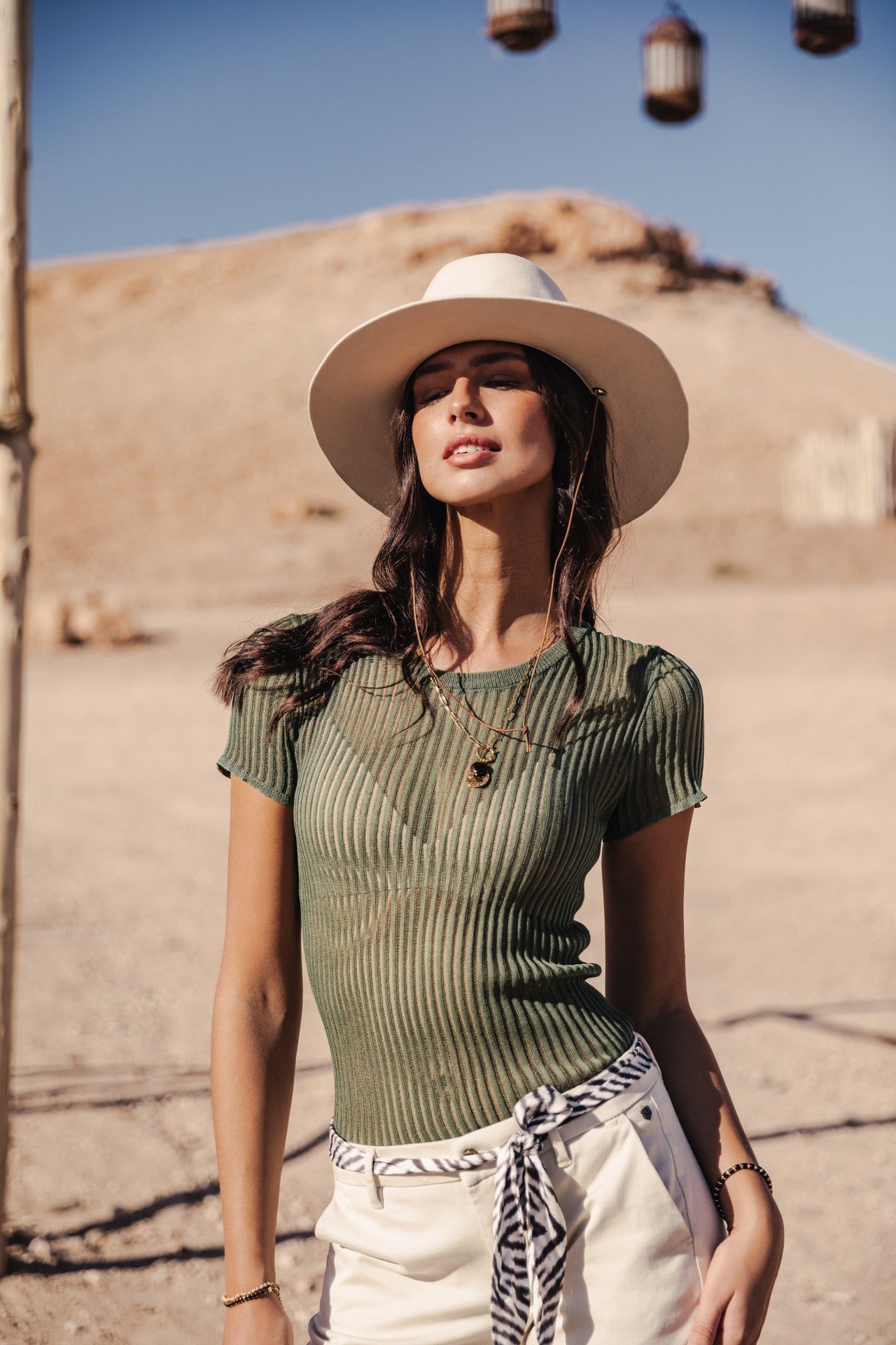 T-Shirt manches courtes Woman Toranne Rib elm green | Freeman T. Porter