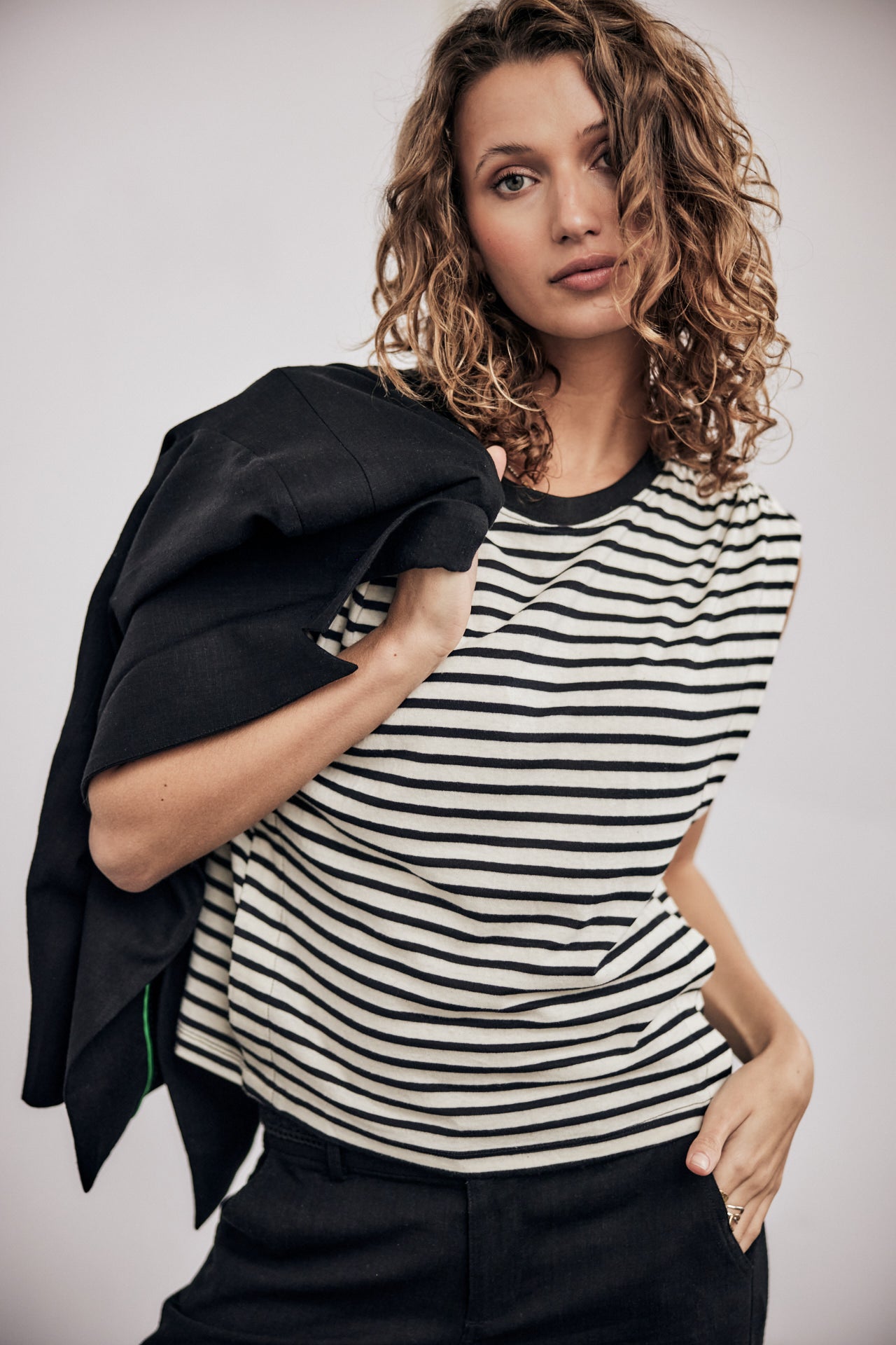 T-shirt sans manche Femme Trenny Stripes black | Freeman T. Porter