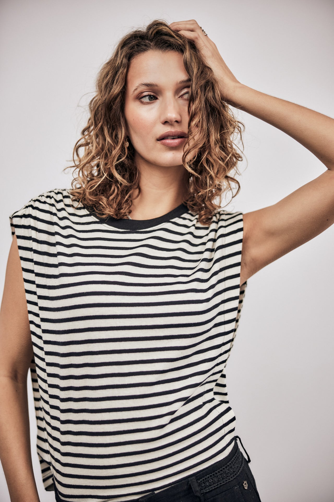 T-shirt sans manche Woman Trenny Stripes black | Freeman T. Porter