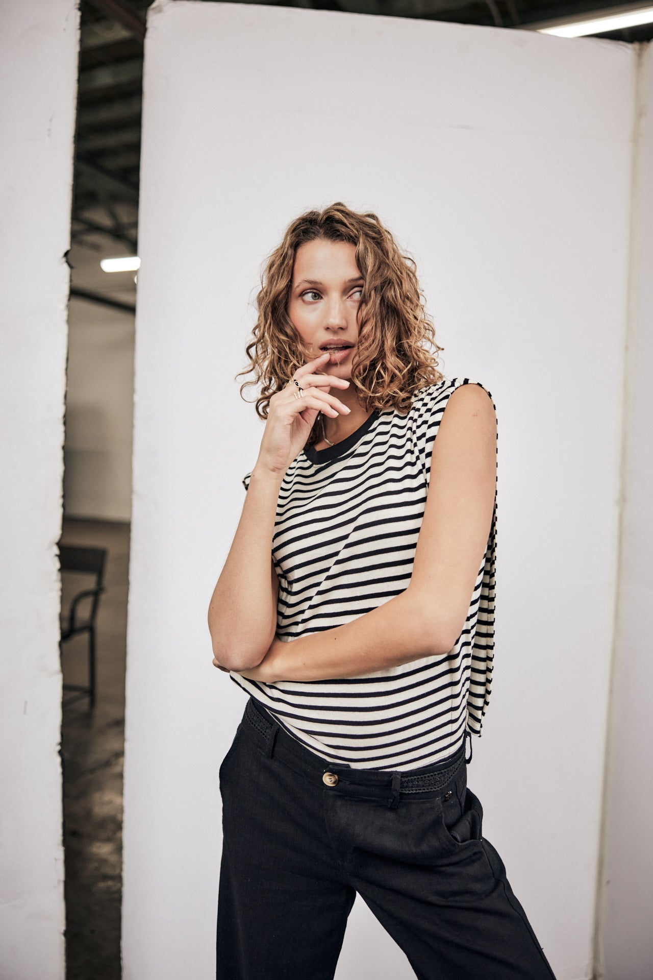 T-shirt sans manche Woman Trenny Stripes black | Freeman T. Porter