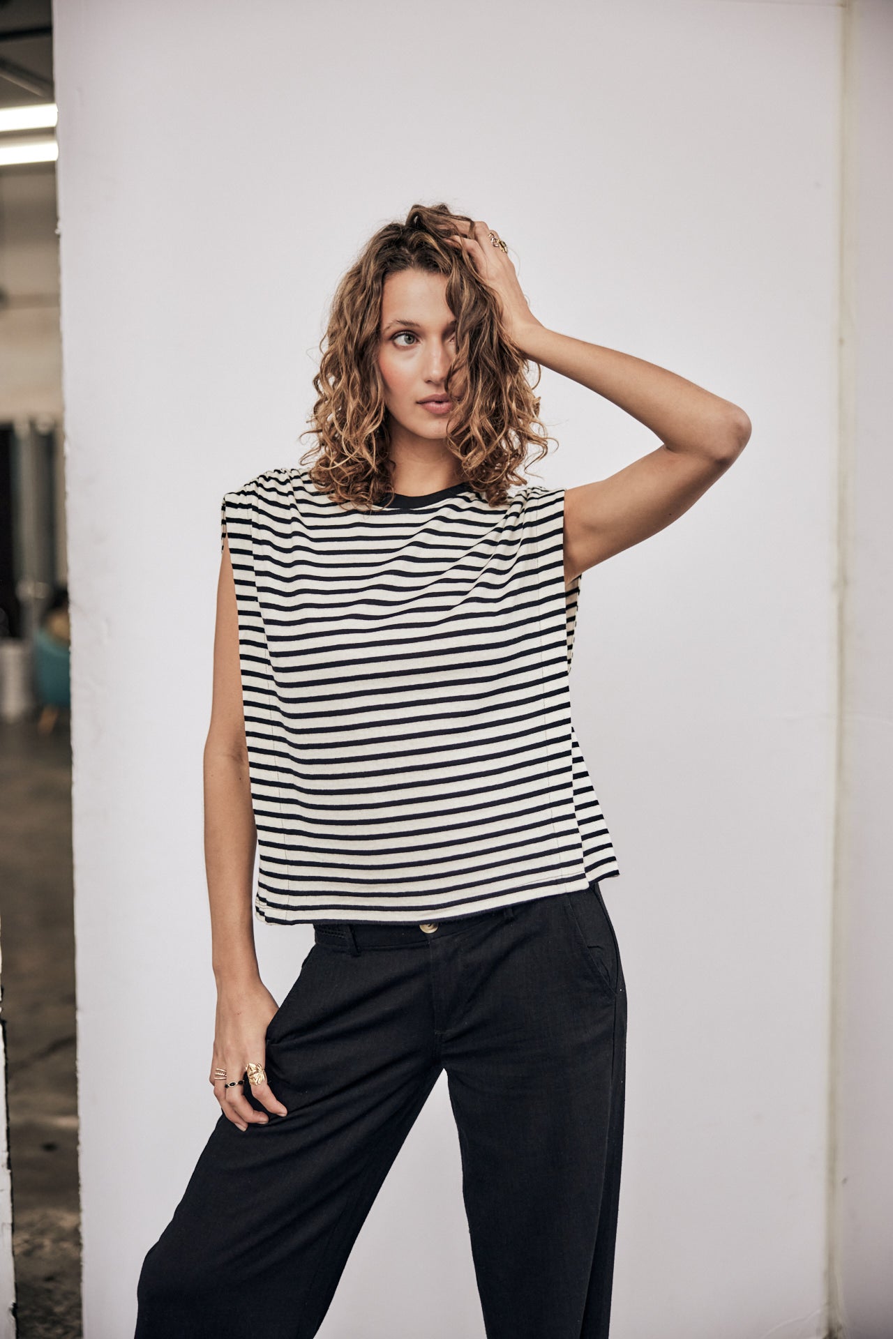 T-shirt sans manche Woman Trenny Stripes black | Freeman T. Porter