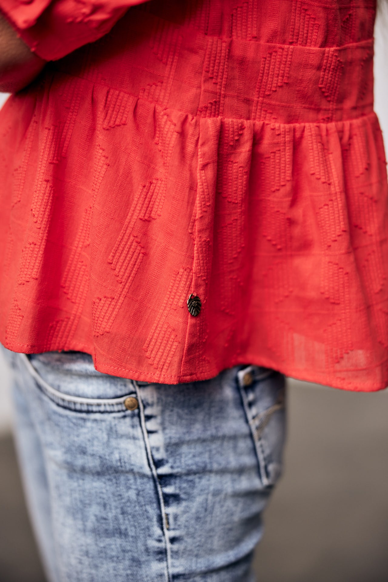 Top manches 3/4 Mujer Telinda Plain Color fiesta red | Freeman T. Porter