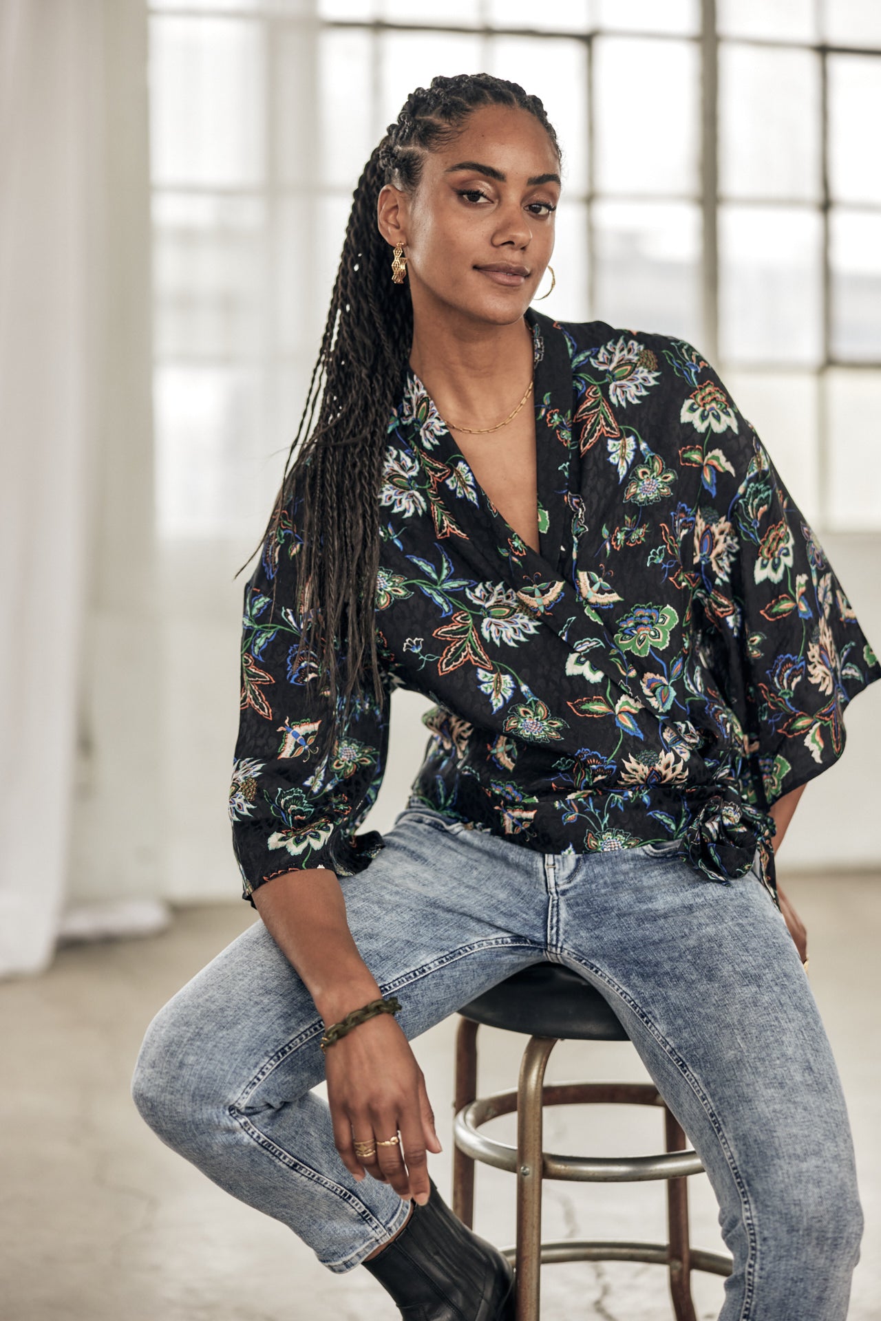 Top Kimono Femme Triane Florescent black | Freeman T. Porter