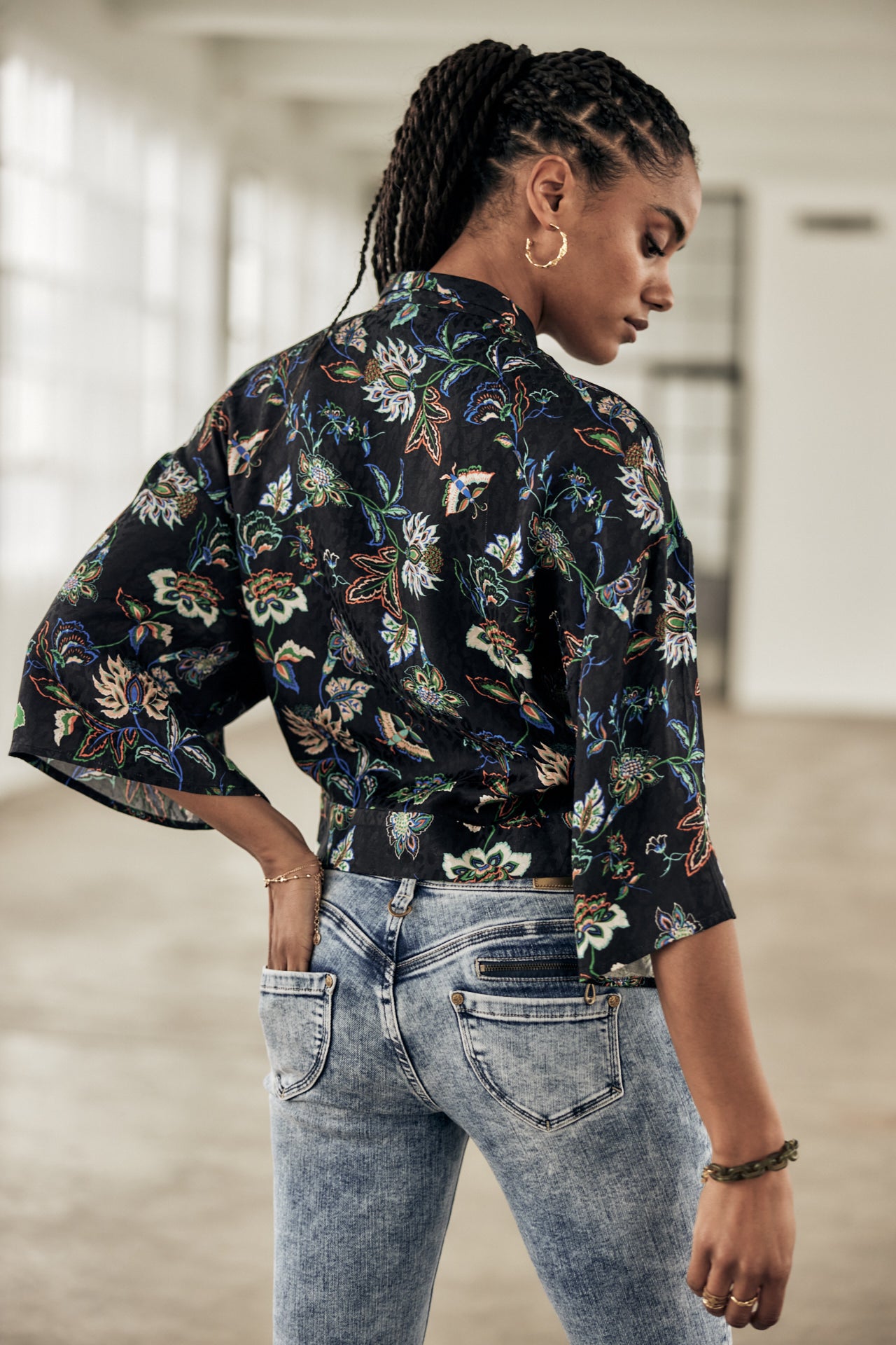 Top Kimono Mujer Triane Florescent black | Freeman T. Porter