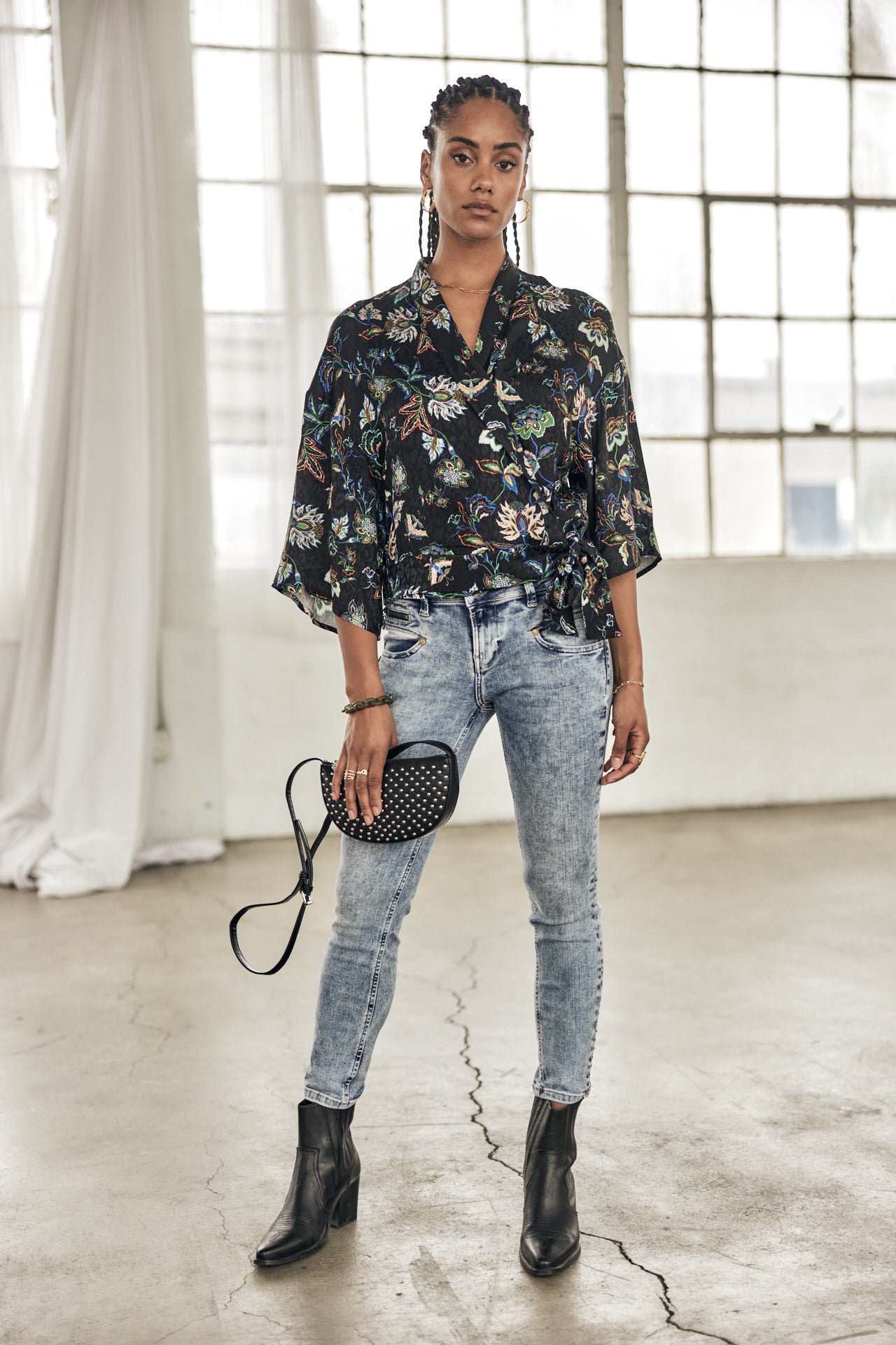 Top Kimono Mujer Triane Florescent black | Freeman T. Porter