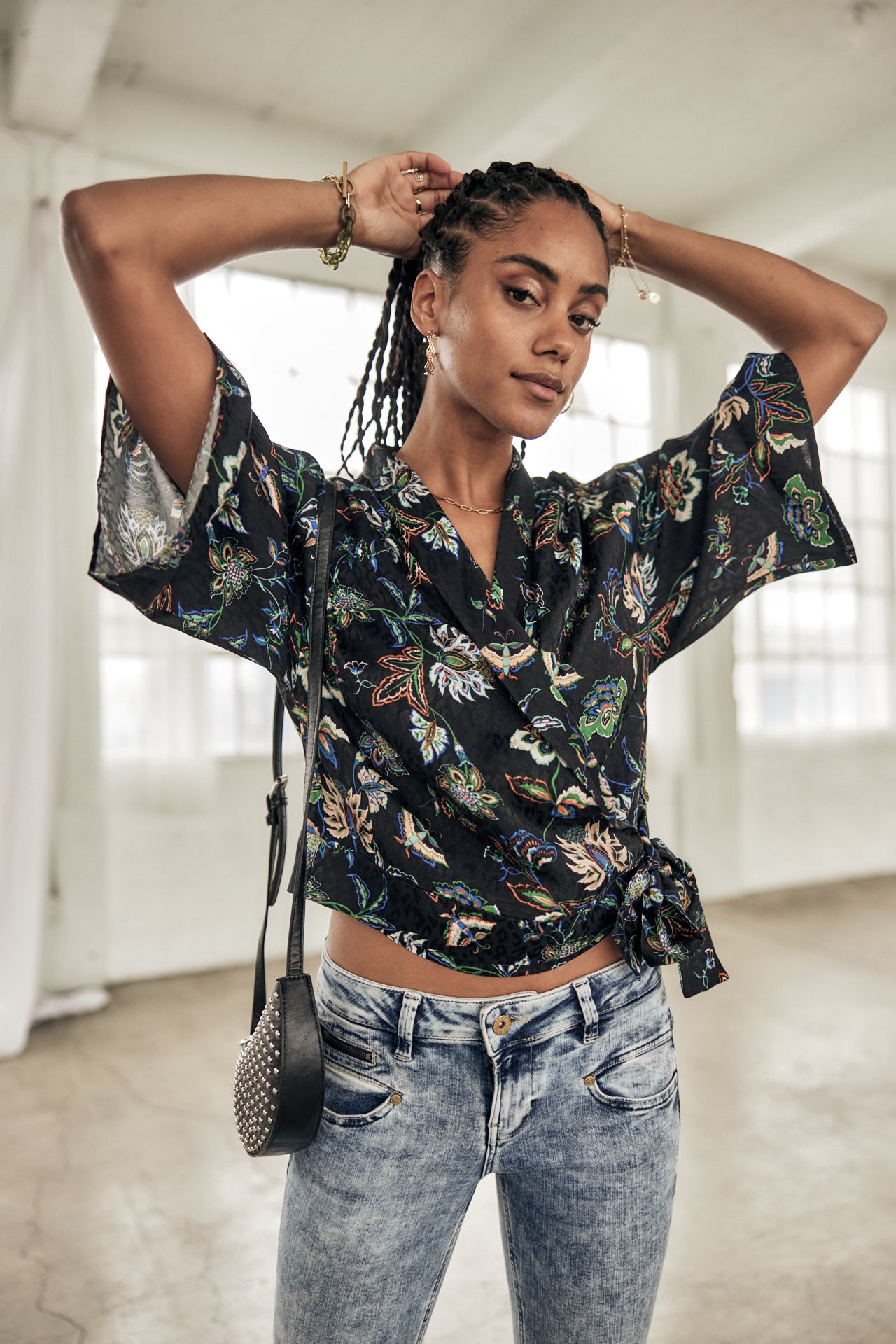 Top Kimono Mujer Triane Florescent black | Freeman T. Porter