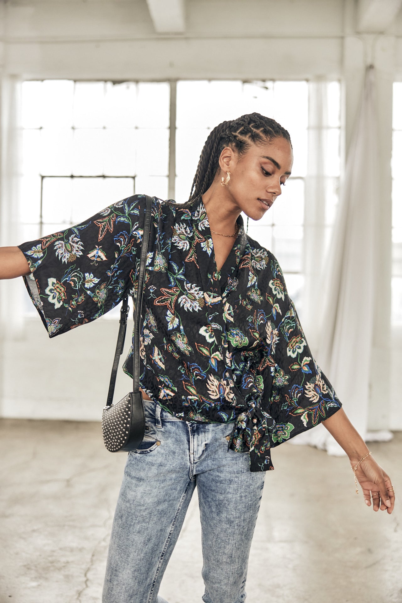 Top Kimono Mujer Triane Florescent black | Freeman T. Porter
