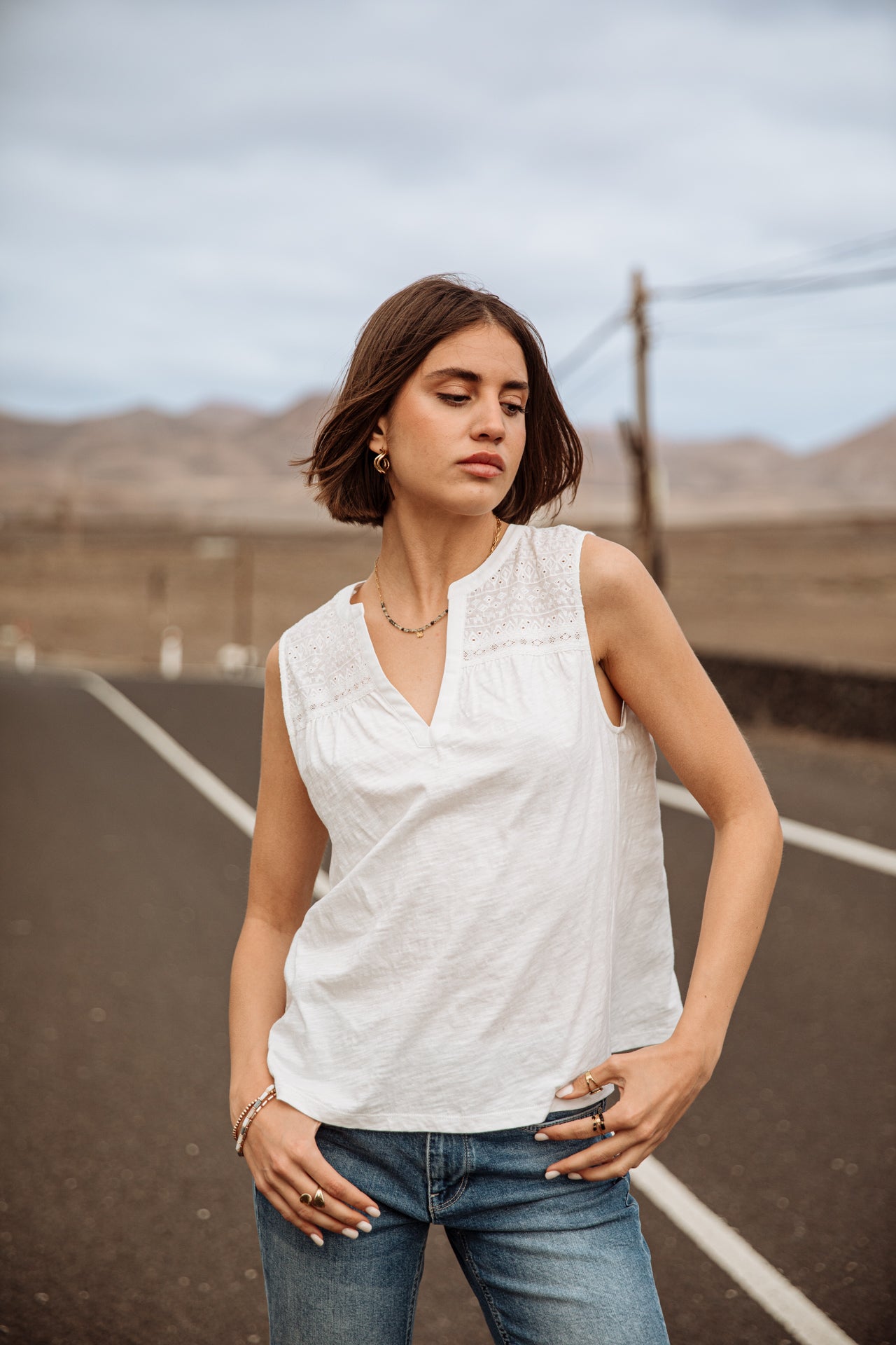 T-shirt sans manche Woman Trudie white | Freeman T. Porter