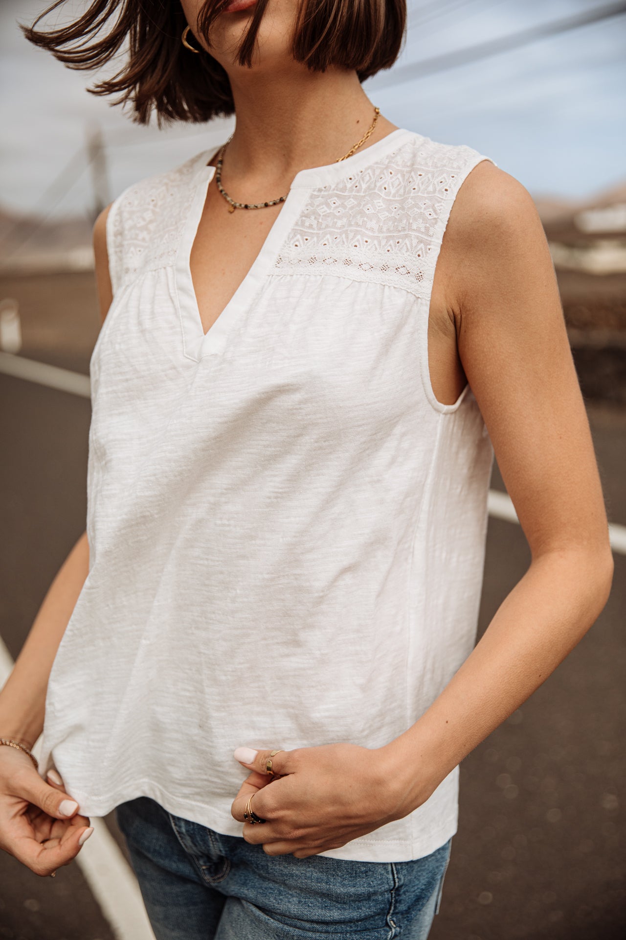 T-shirt sans manche Woman Trudie white | Freeman T. Porter