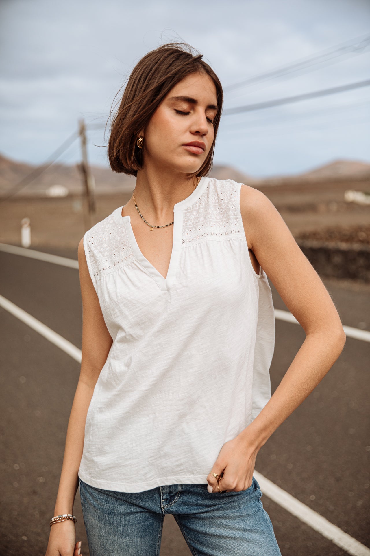 T-shirt sans manche Woman Trudie white | Freeman T. Porter