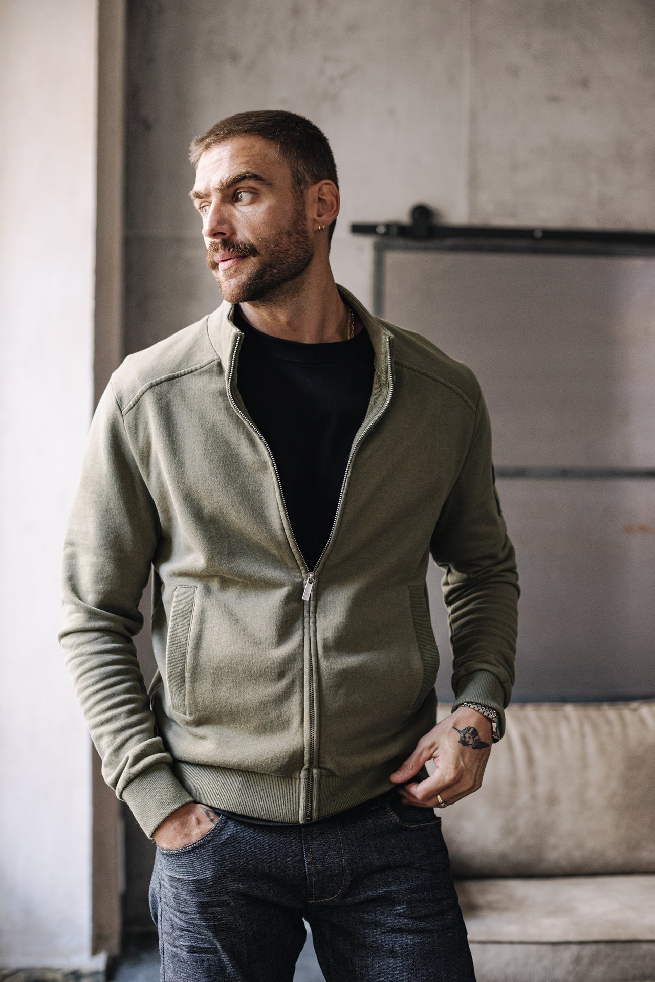 Gilet zippé Homme Sully Snug deep lichen green | Freeman T. Porter