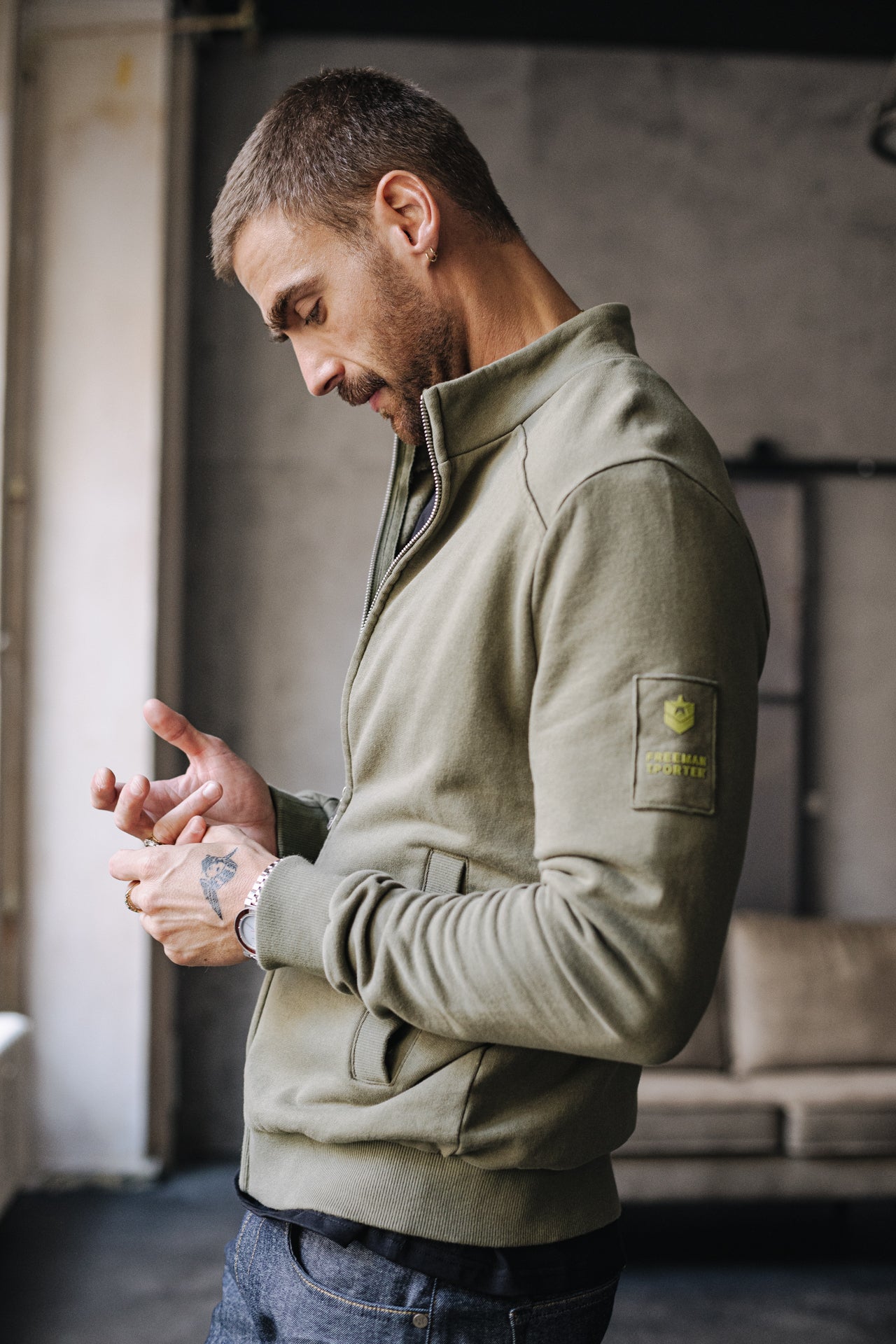 Gilet zippé Homme Sully Snug deep lichen green | Freeman T. Porter