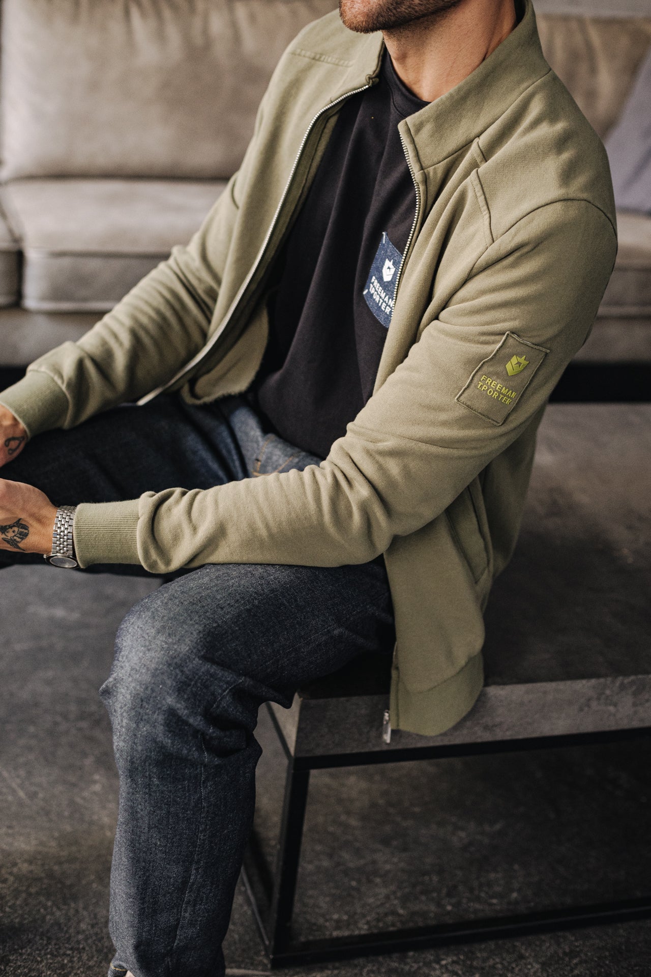 Gilet zippé Homme Sully Snug deep lichen green | Freeman T. Porter
