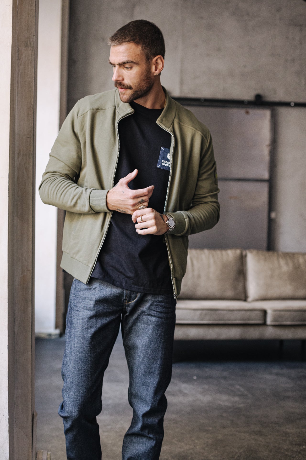 Gilet zippé Homme Sully Snug deep lichen green | Freeman T. Porter