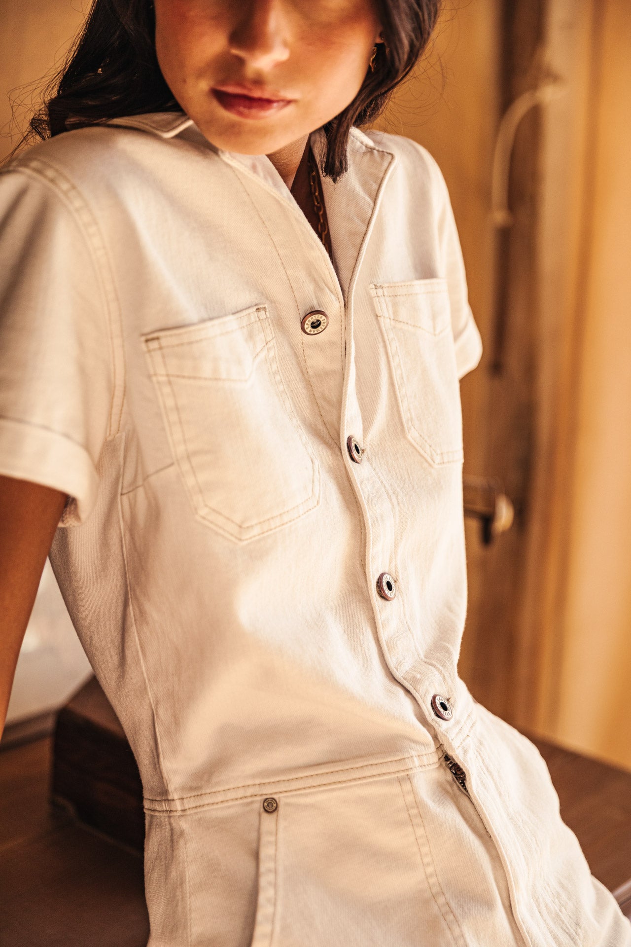 Combinaison en denim Femme Tifany Andalousia off white | Freeman T. Porter