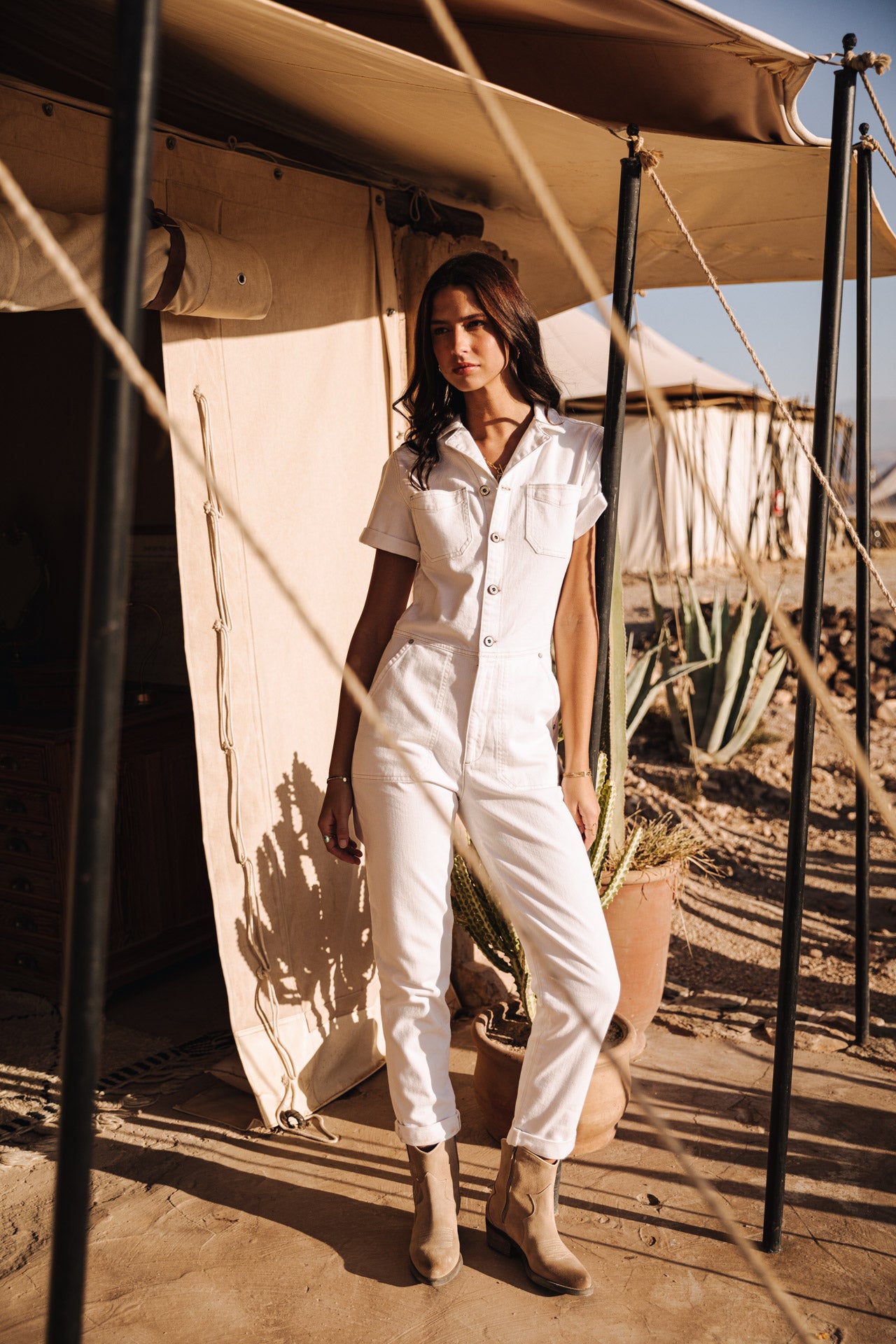 Combinaison en denim Femme Tifany Andalousia off white | Freeman T. Porter