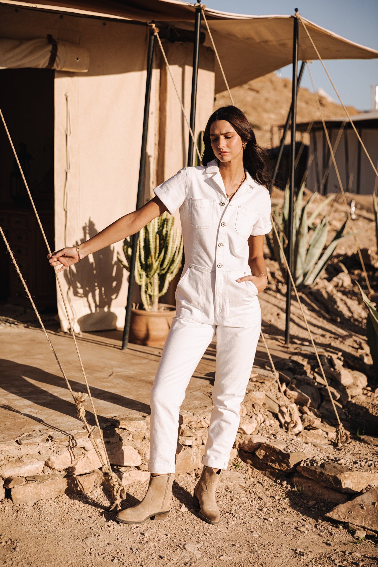 Combinaison en denim Femme Tifany Andalousia off white | Freeman T. Porter