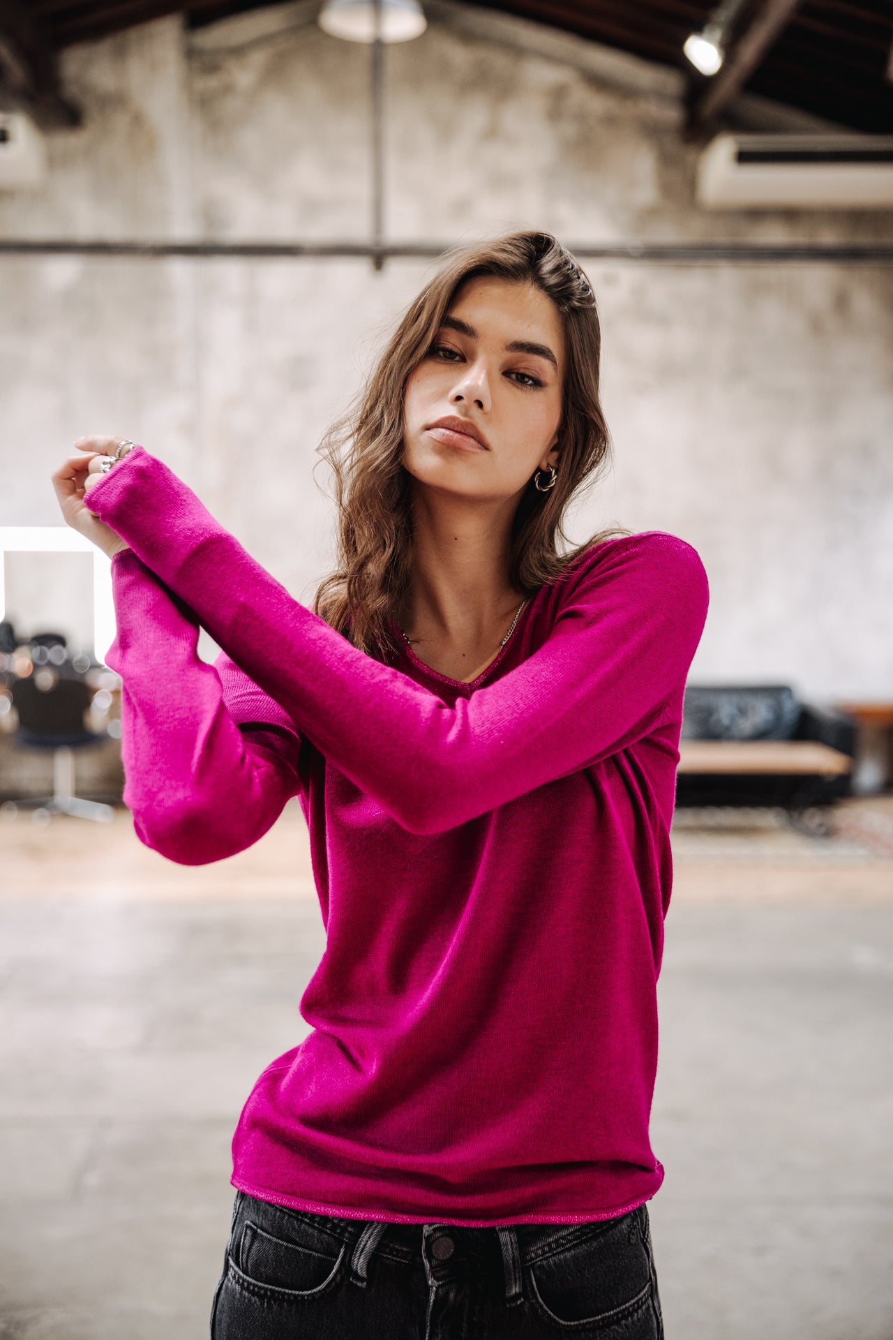 Pull ajusté Femme Lorelia festival fuchsia | Freeman T. Porter