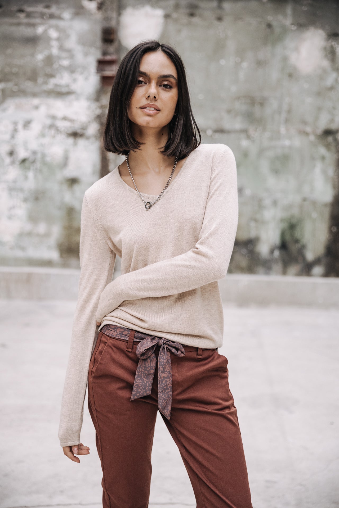 Pull ajusté Femme Lorelia beige | Freeman T. Porter